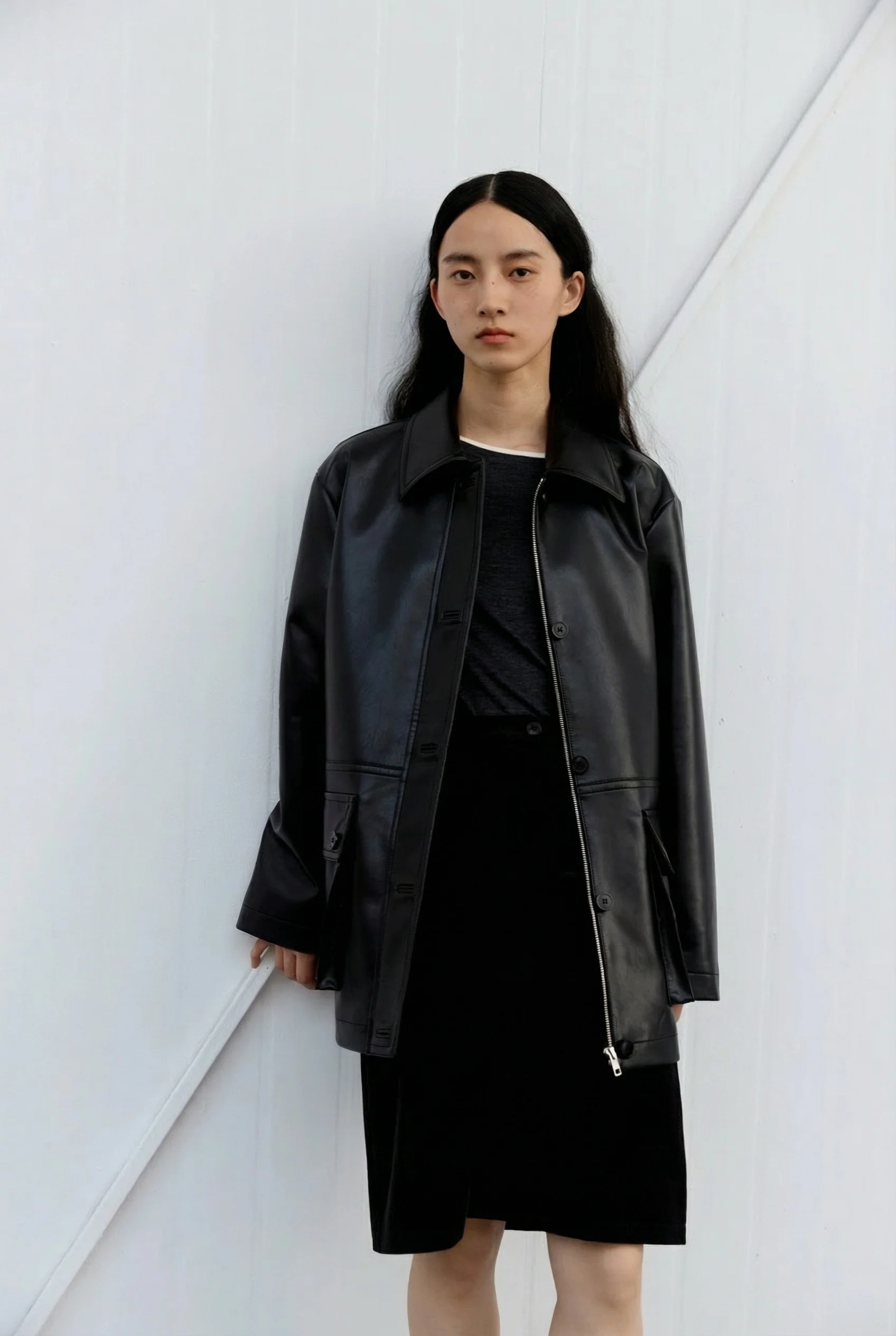 Faux Leather-Effect Car Coat - Image 3
