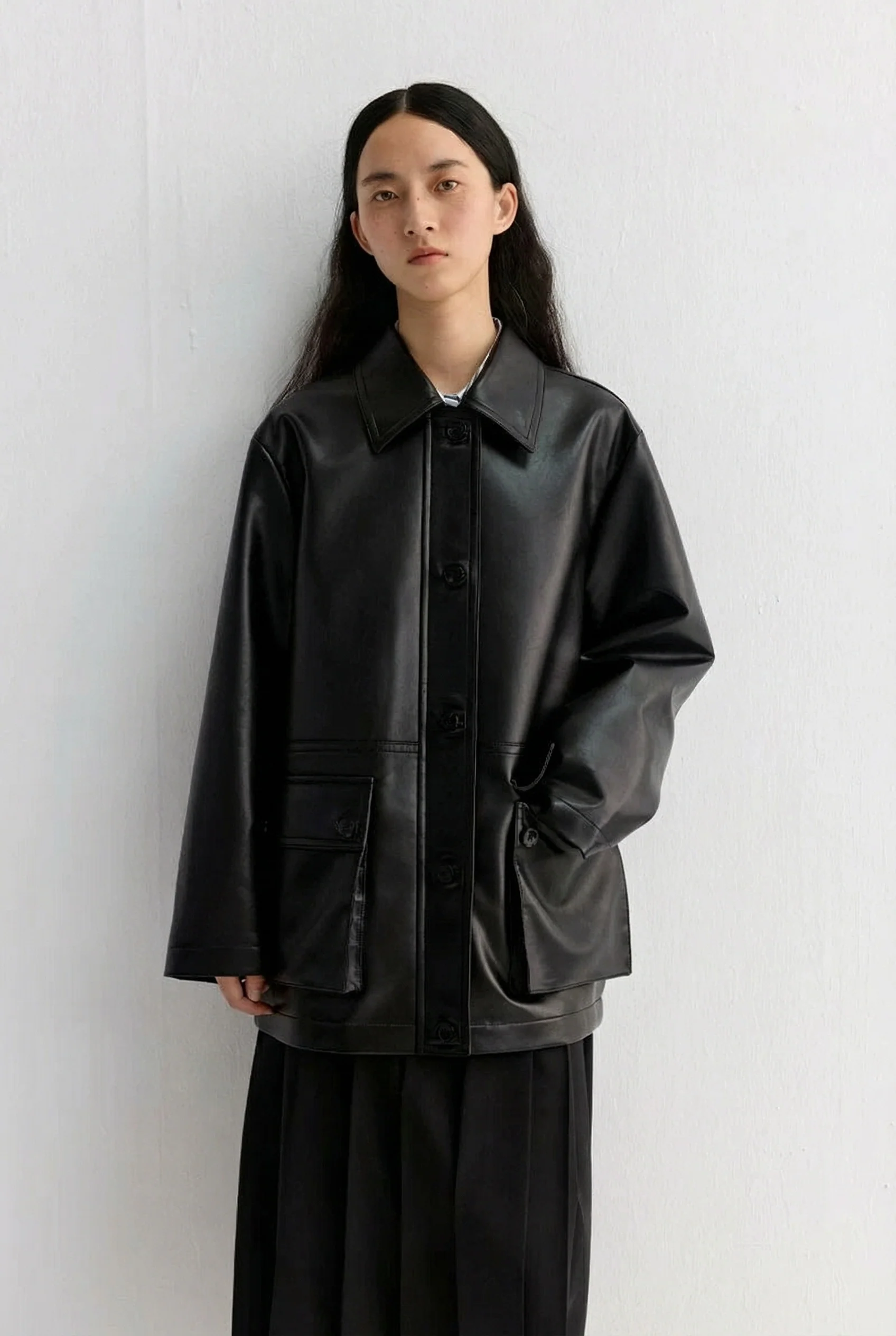 Faux Leather-Effect Car Coat - Image 6