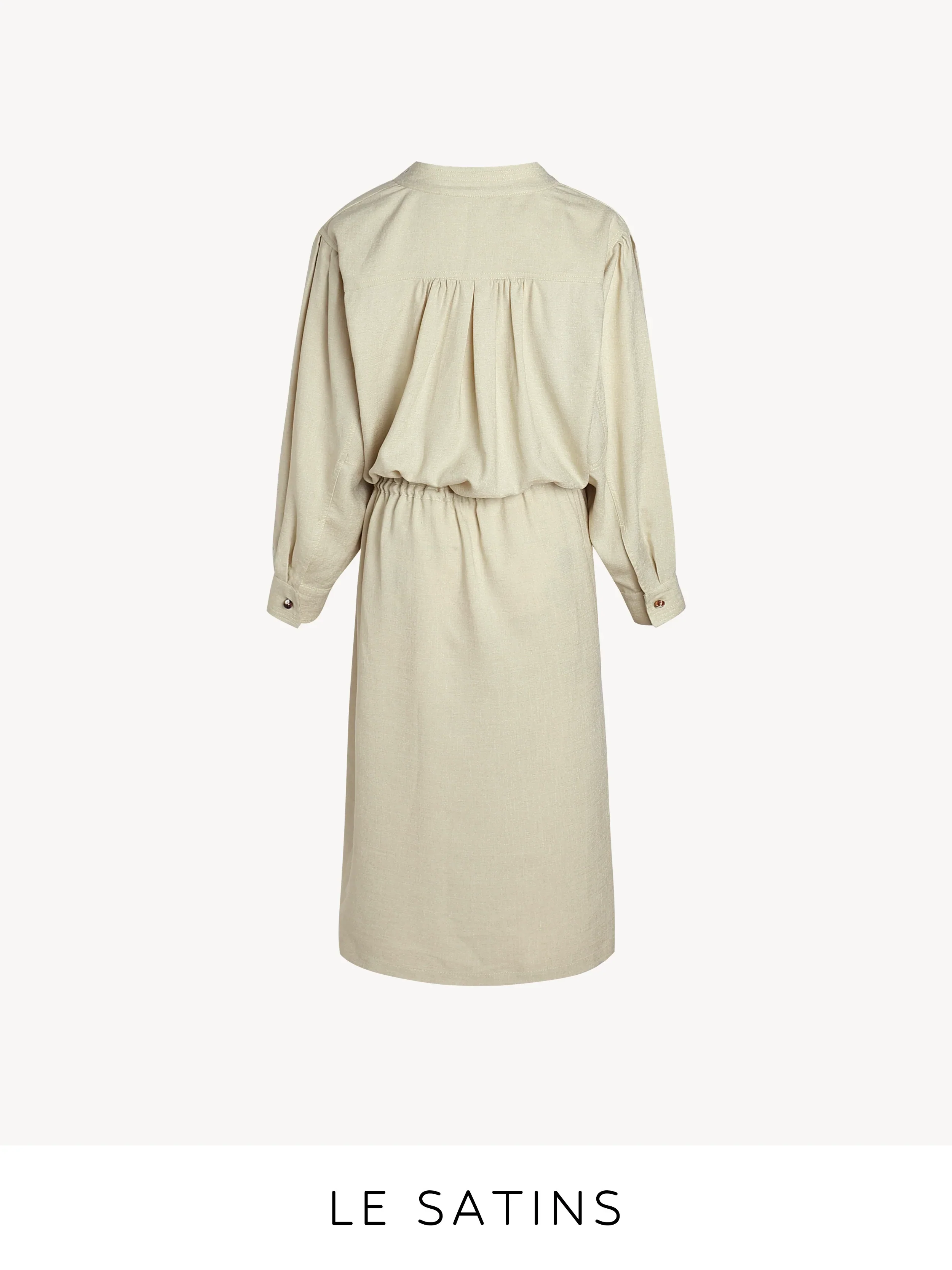 Faux Linen Drawstring Midi Dress - Image 6