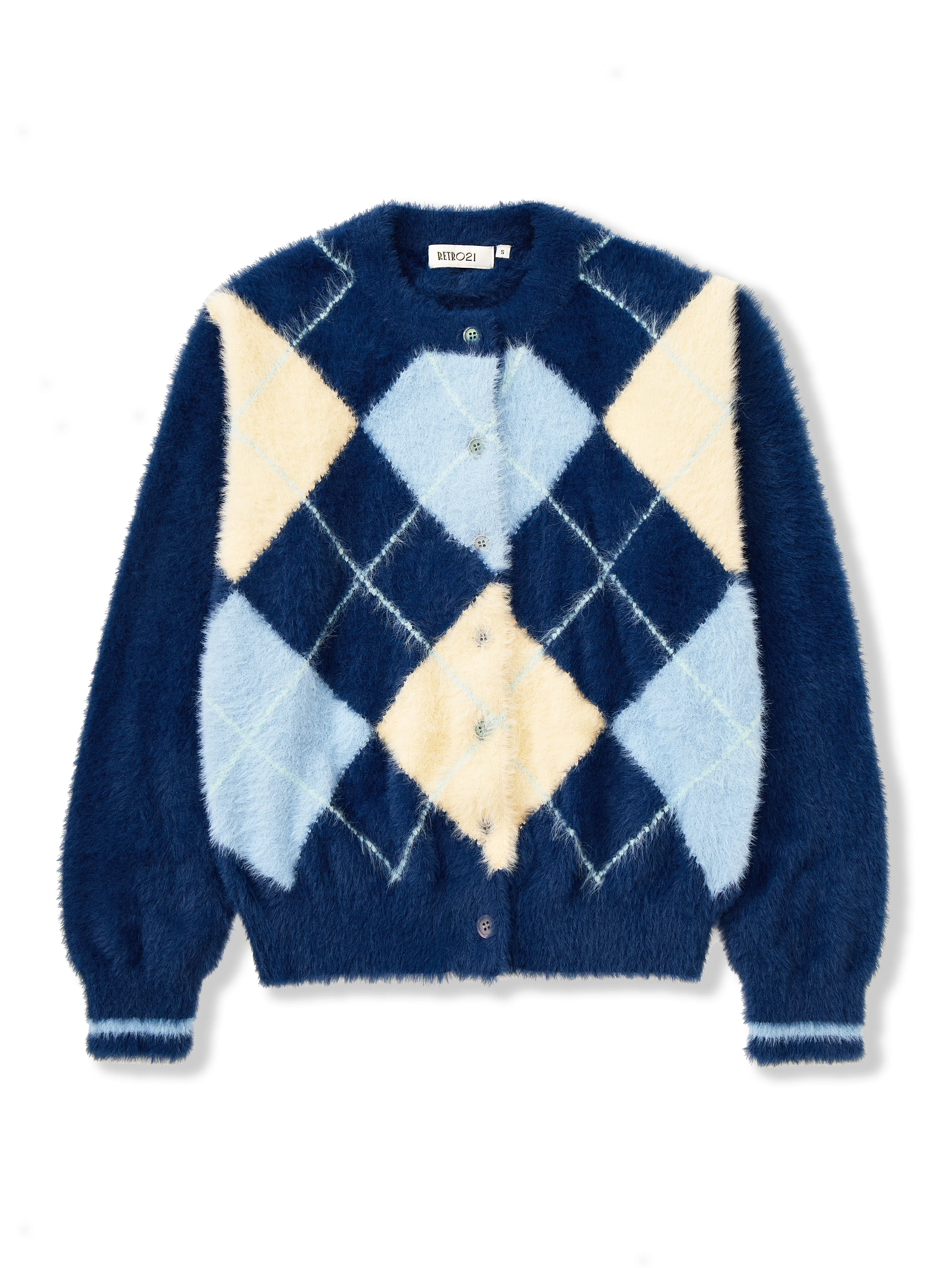 Faux Mink Argyle Cardigan - Image 6