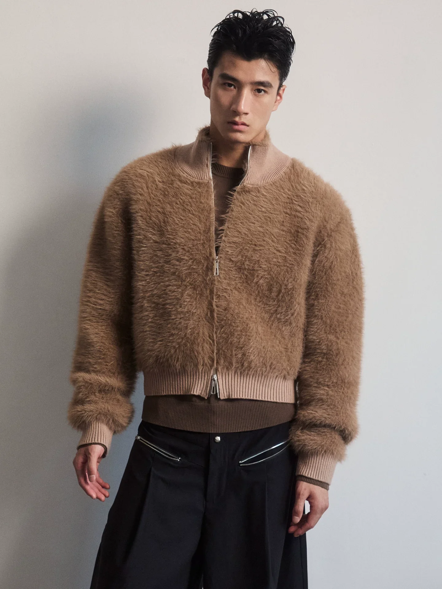 Faux Mink Double Zip Cardigan - Image 3