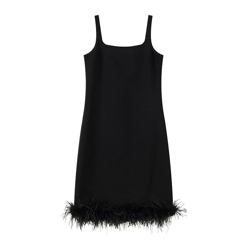 Feather Hem Slip Dress - Image 6