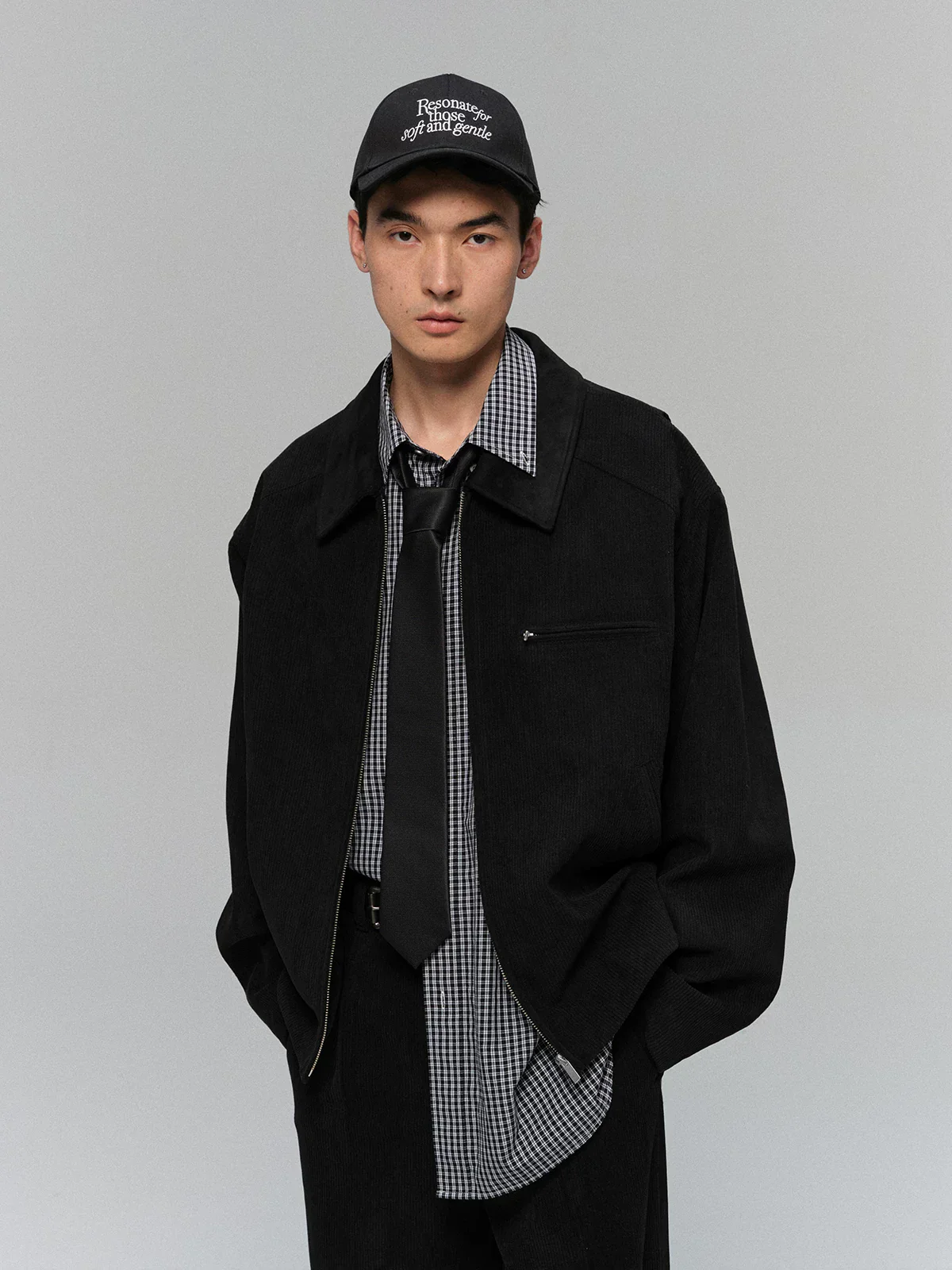 Fine Corduroy Contrast Collar Zip Jacket - Image 3