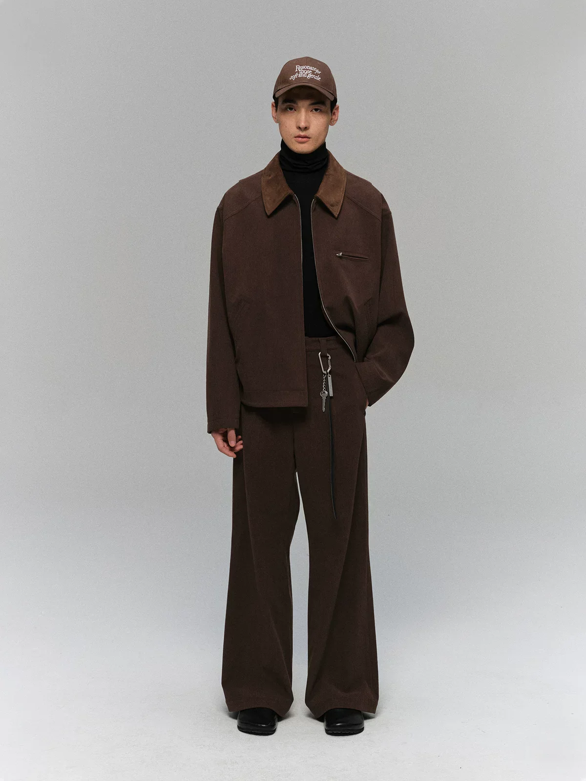 Fine Corduroy Contrast Collar Zip Jacket - Image 5