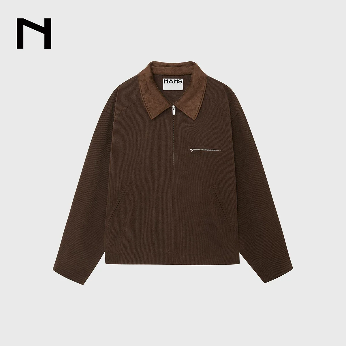 Fine Corduroy Contrast Collar Zip Jacket - Image 6