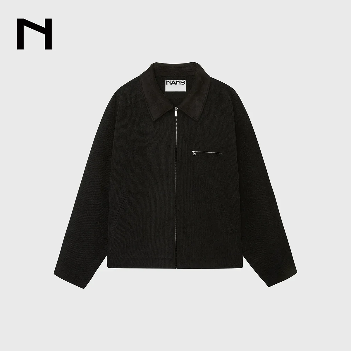 Fine Corduroy Contrast Collar Zip Jacket - Image 7