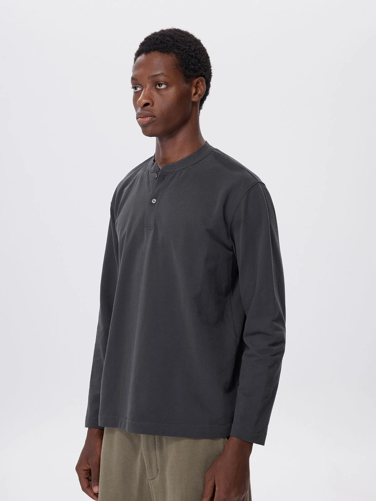 Fine Terry Henley Long Sleeve Tee - Image 2