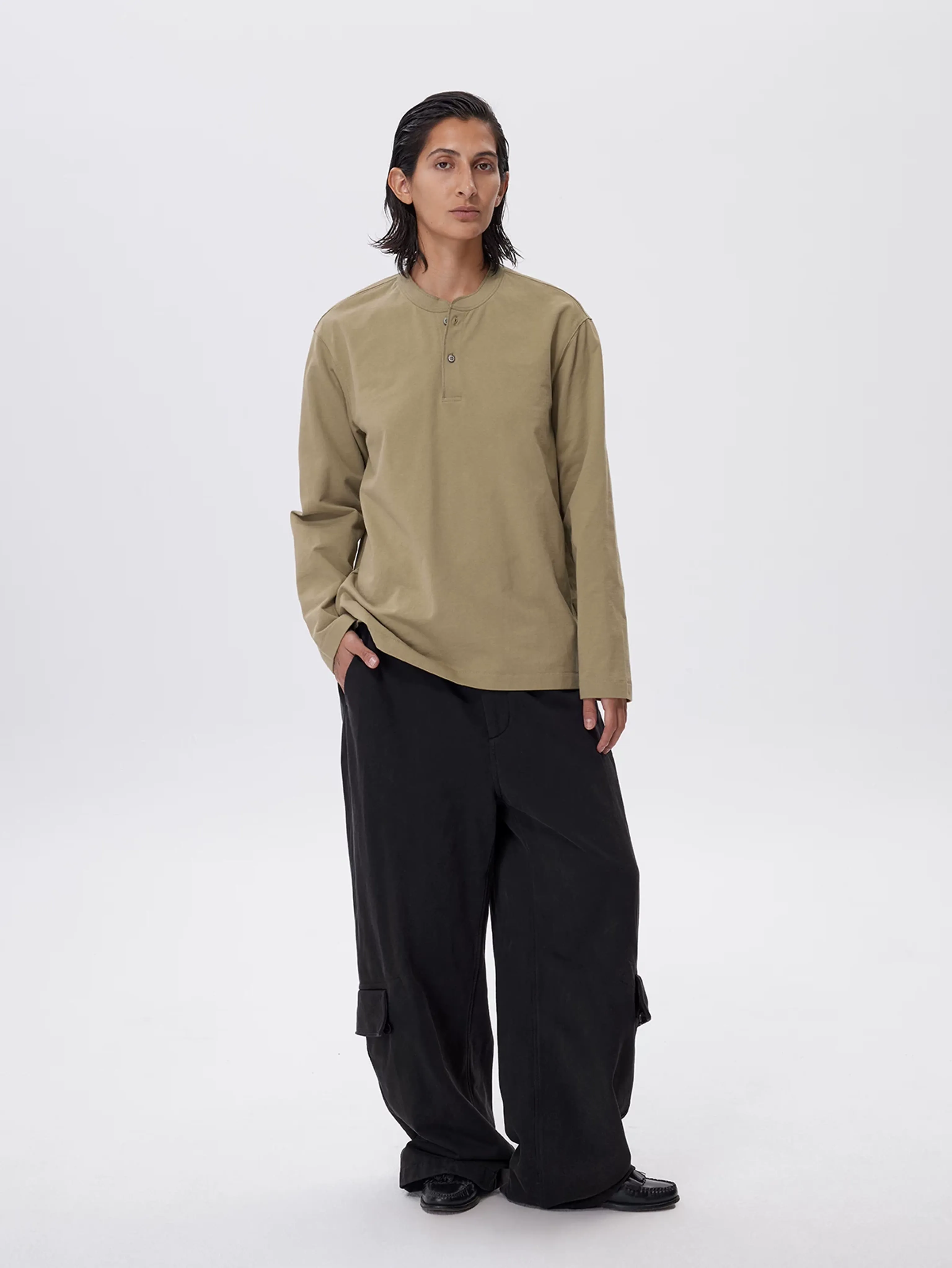 Fine Terry Henley Long Sleeve Tee - Image 4