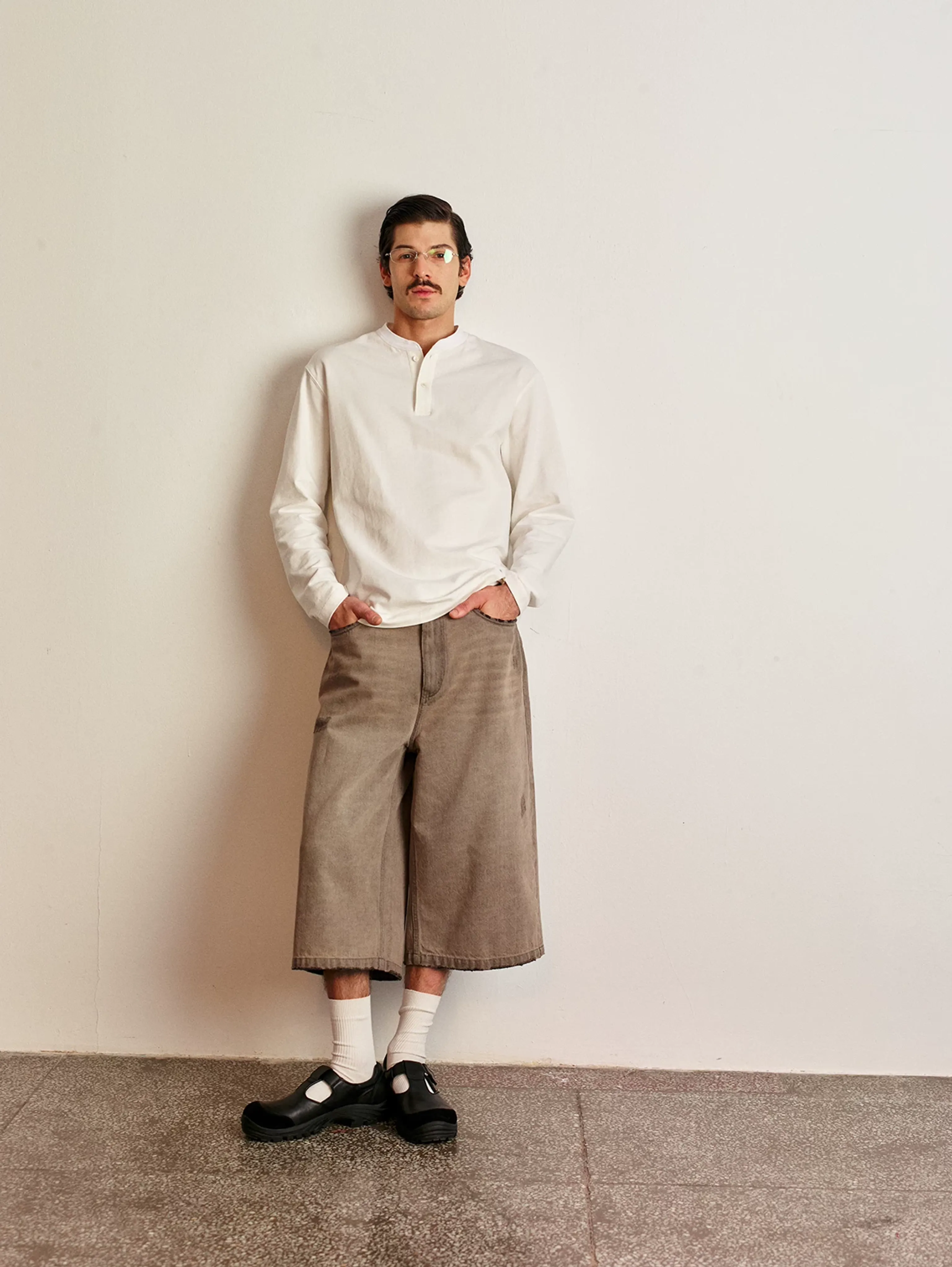 Fine Terry Henley Long Sleeve Tee - Image 5