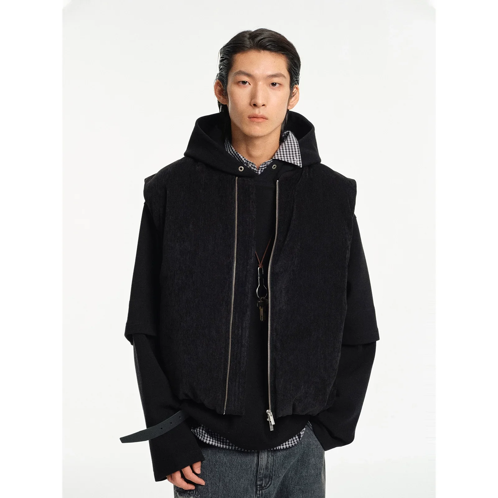 Fine Velvet Textured Down Vest - Image 3