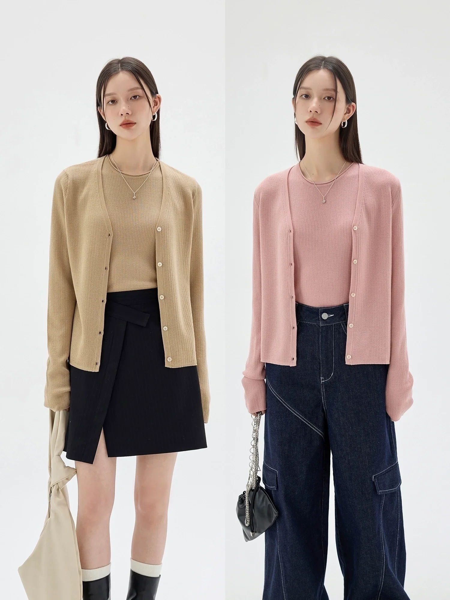 Fine Wool Ribbed Cardigan & Vest - Image 5