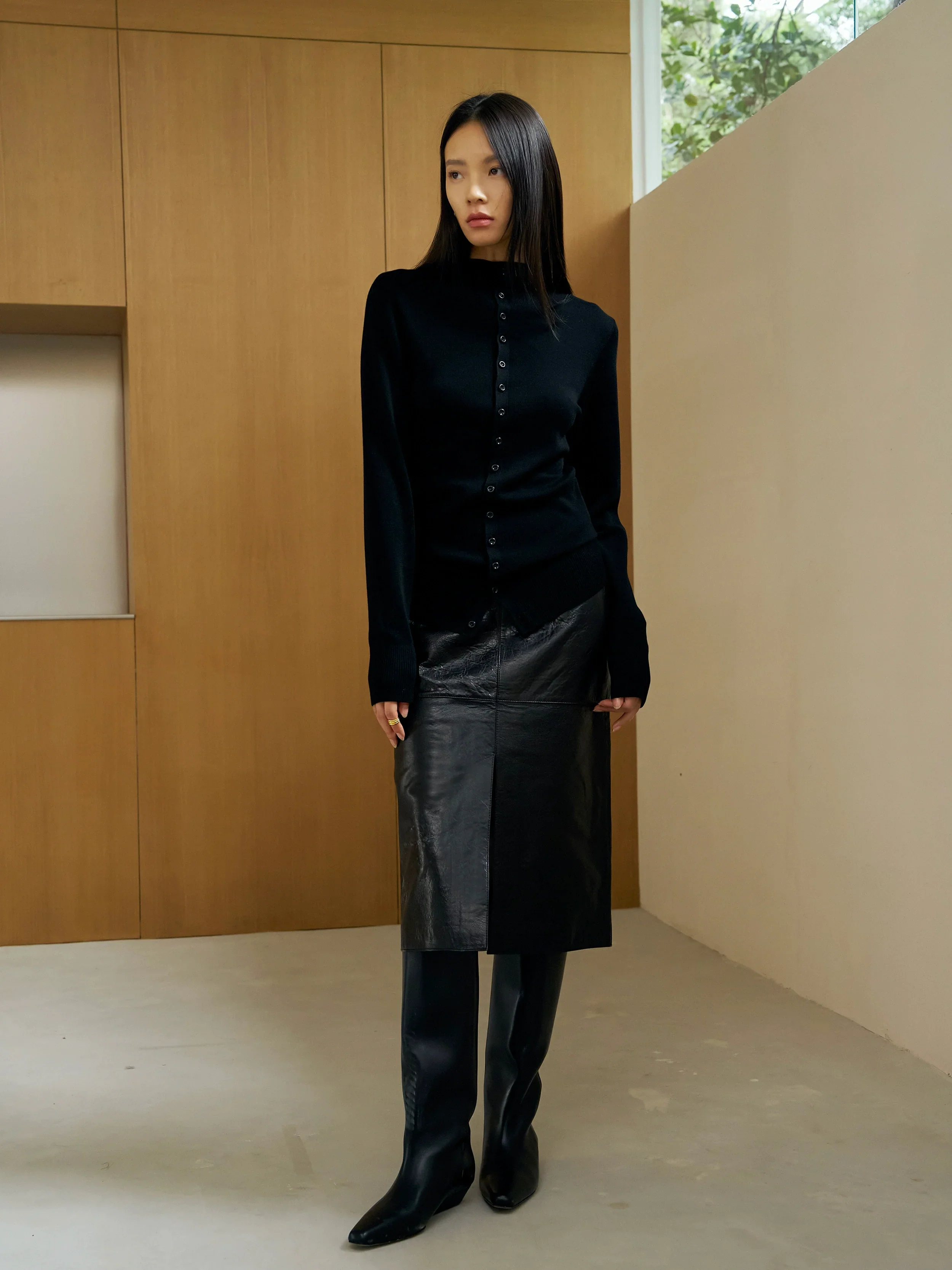 Finely Spun Wool Button-Up Cardigan - Image 4