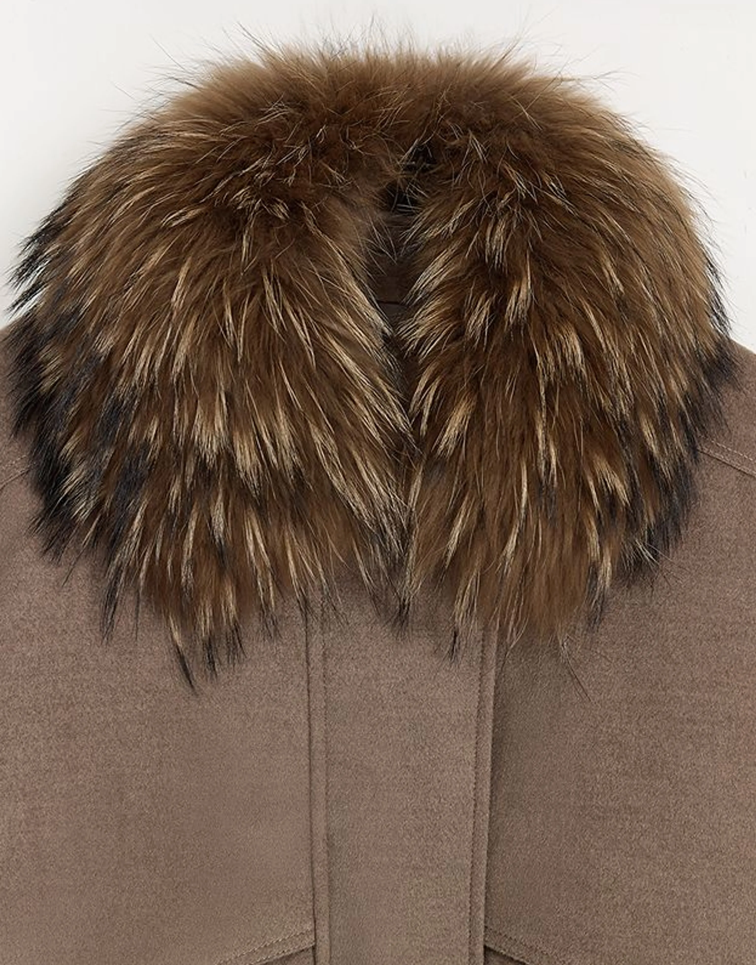 First-Shear Wool Bomber with Detachable Raccoon Fur Collar - Image 6