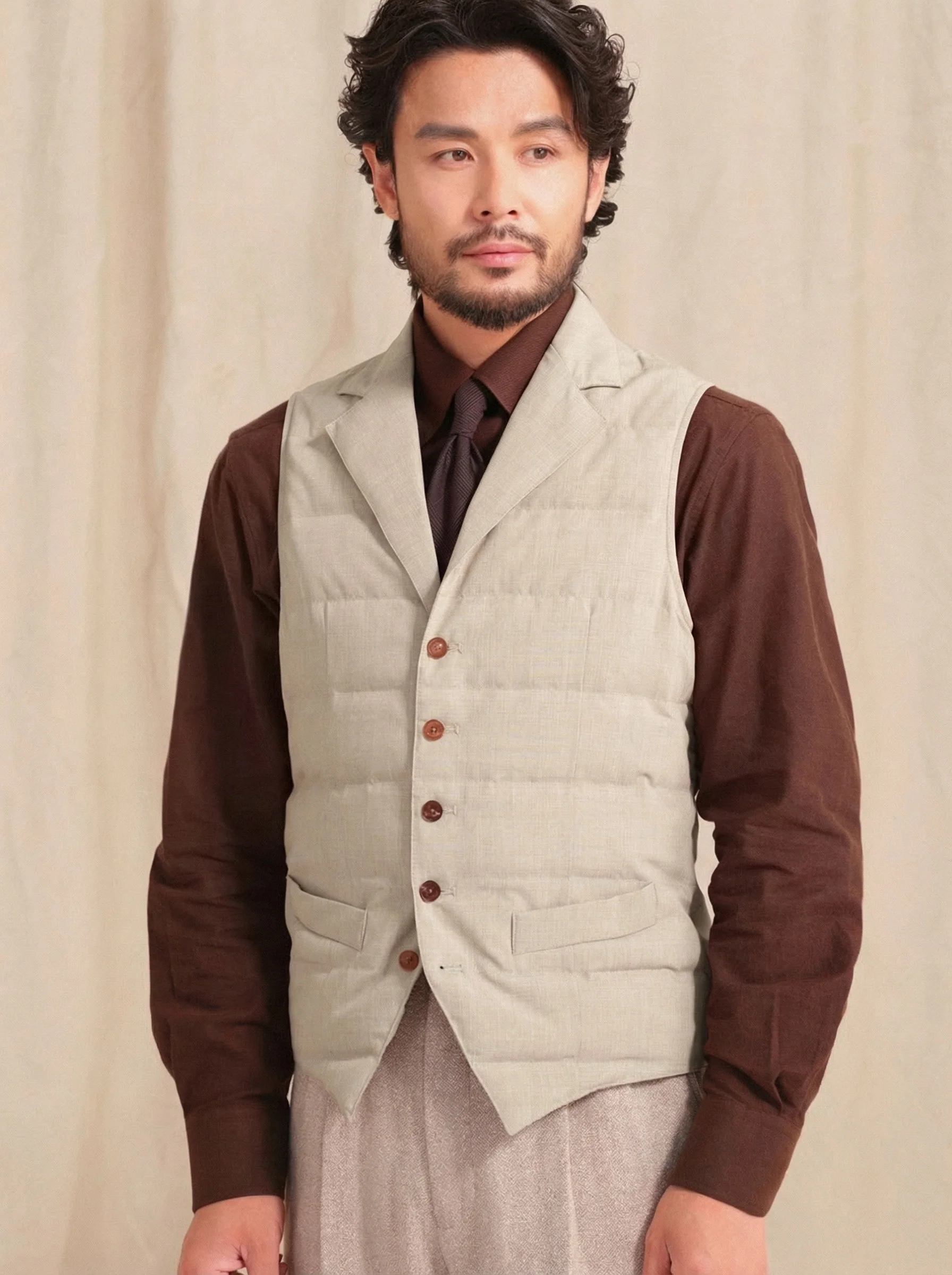 Five-Button Quilted Vest - Image 2
