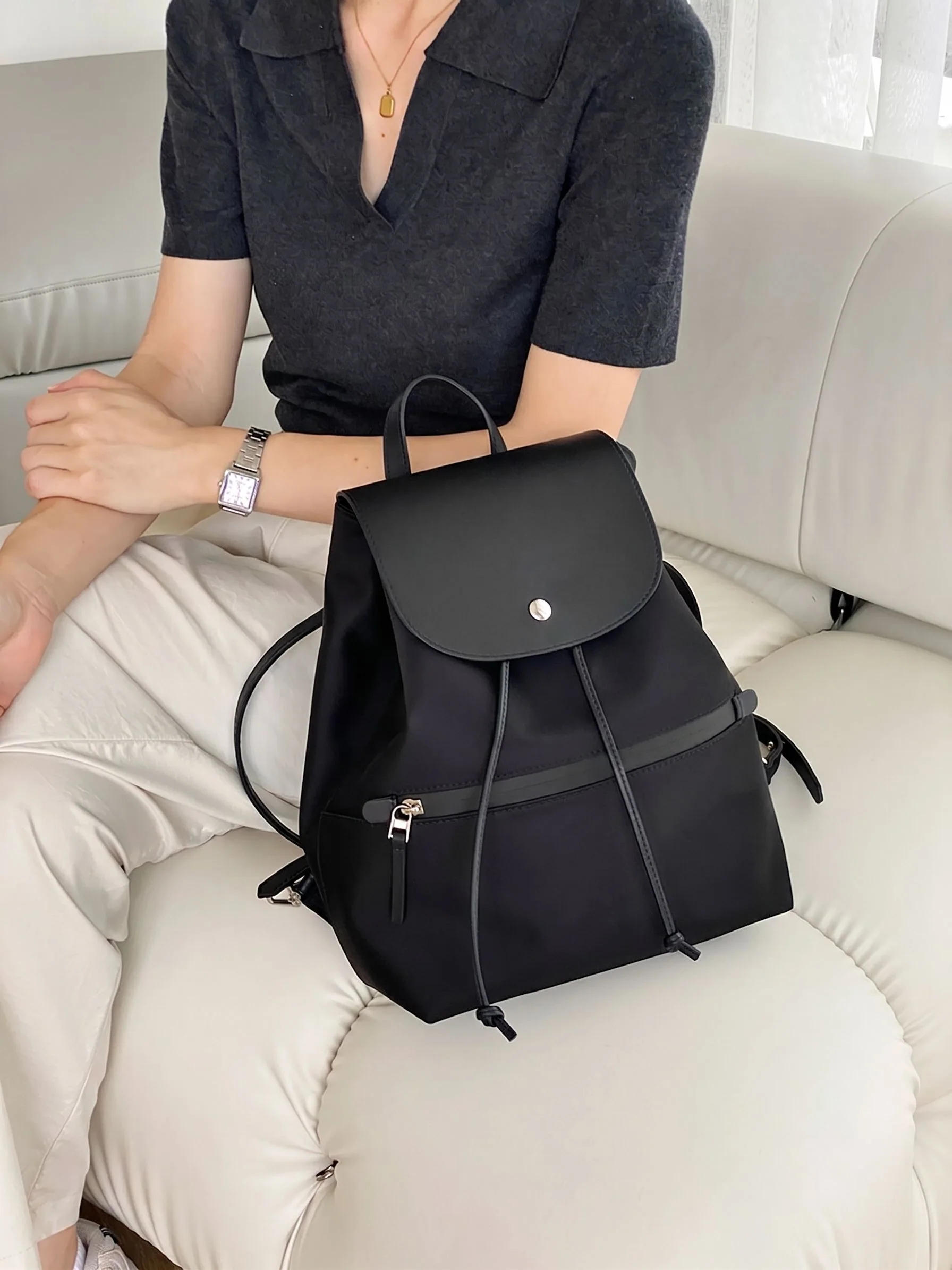 Flap Drawstring Backpack - Image 2