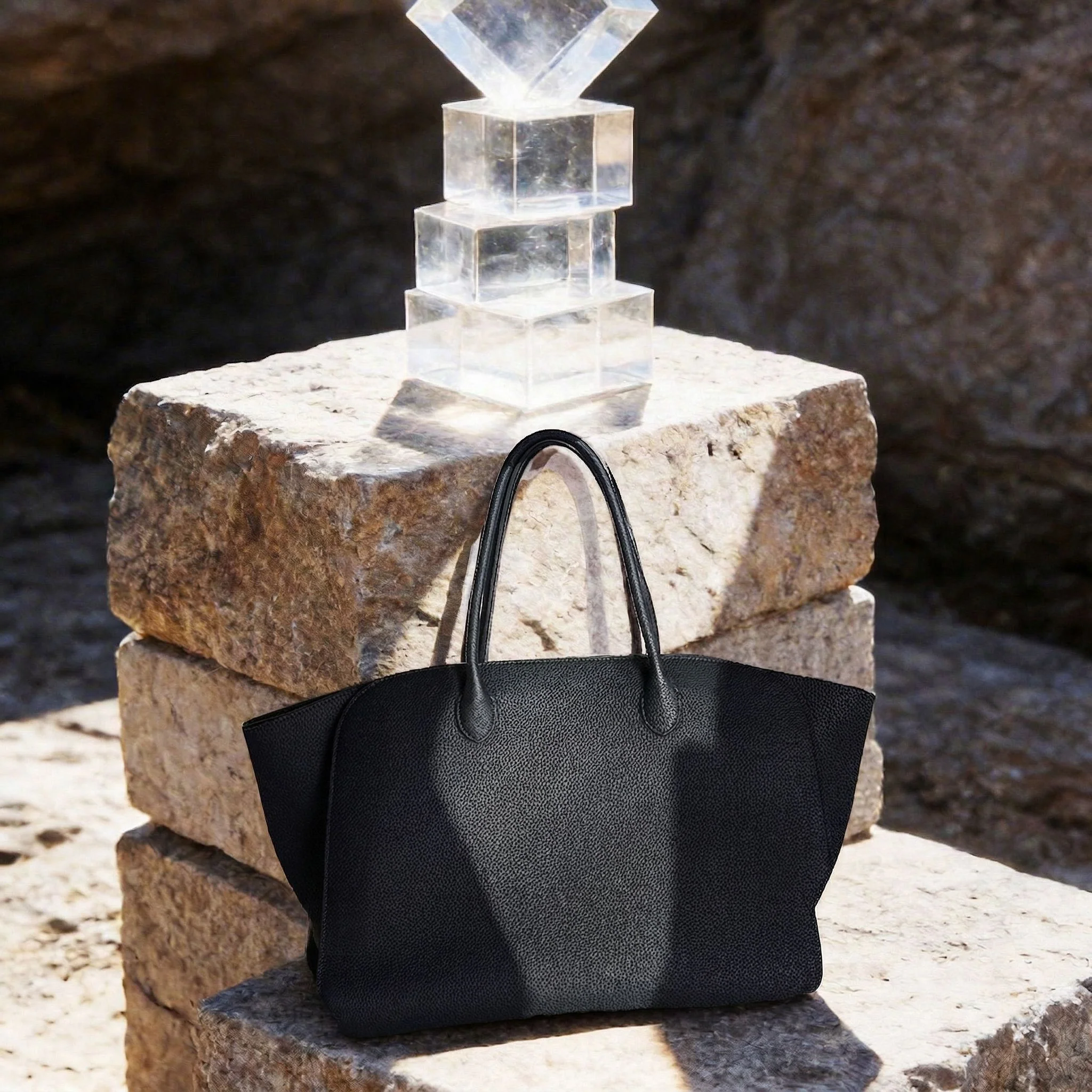 Flared Leather Tote - Image 3