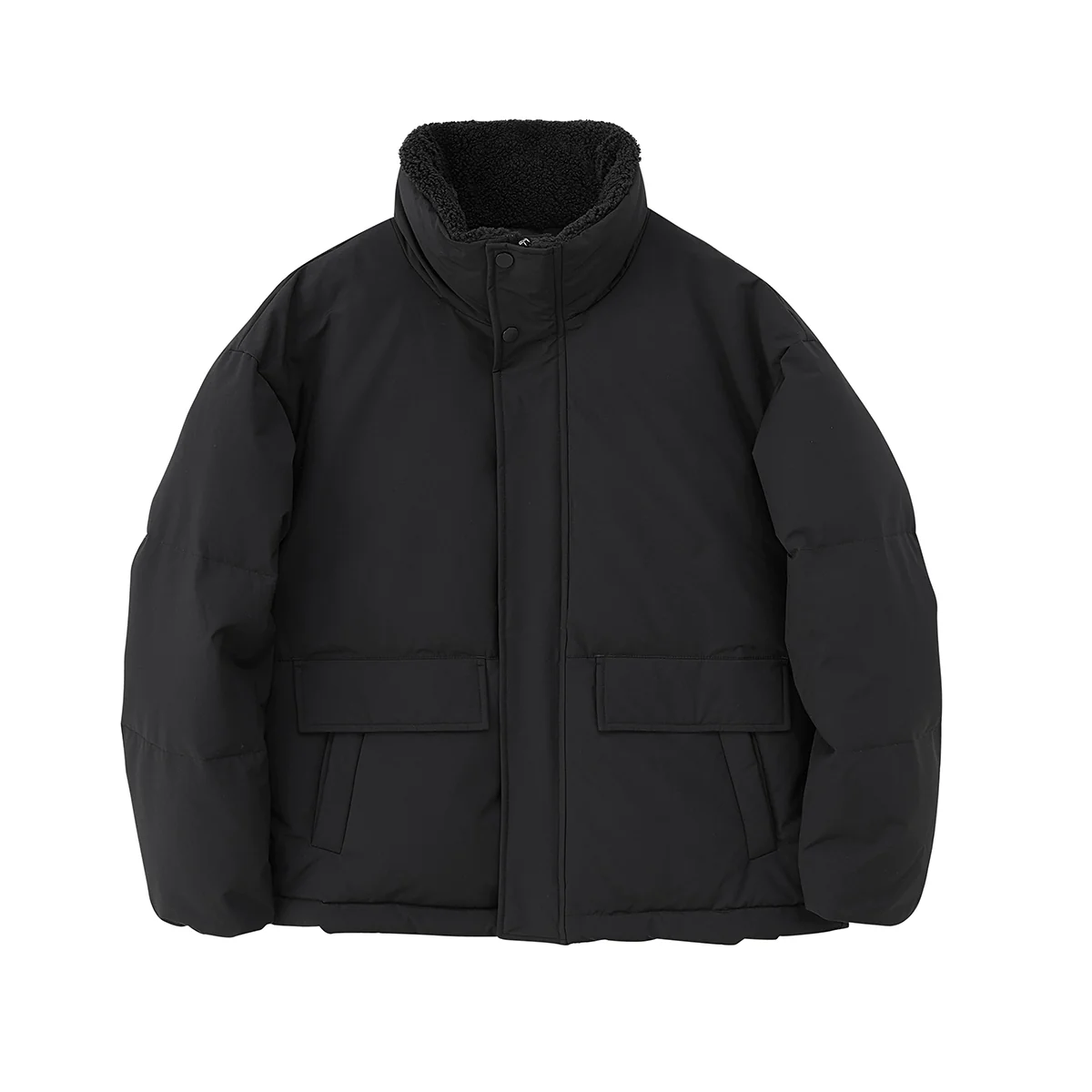 Fleece-Lined Stand Collar Down Jacket - Image 2