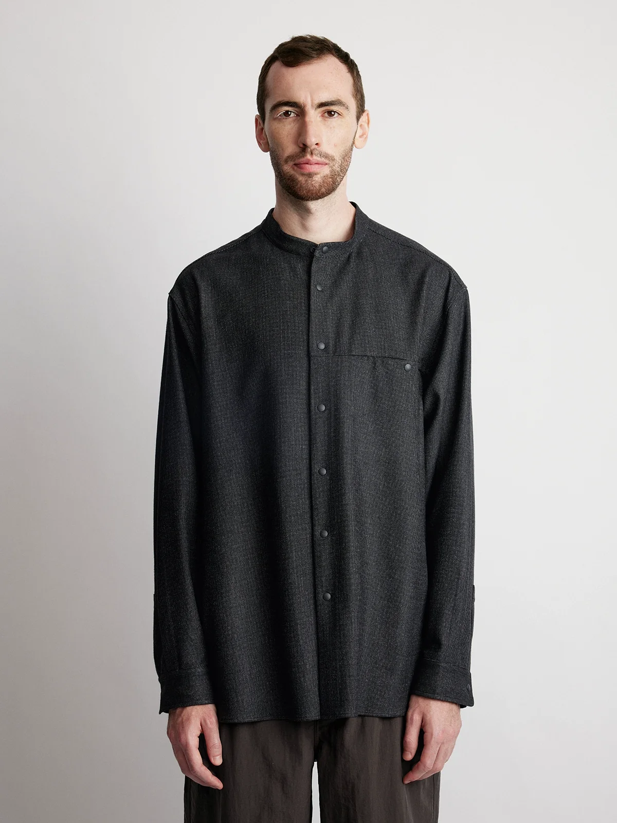 Fleece-Touch Band Collar Shirt - Image 2