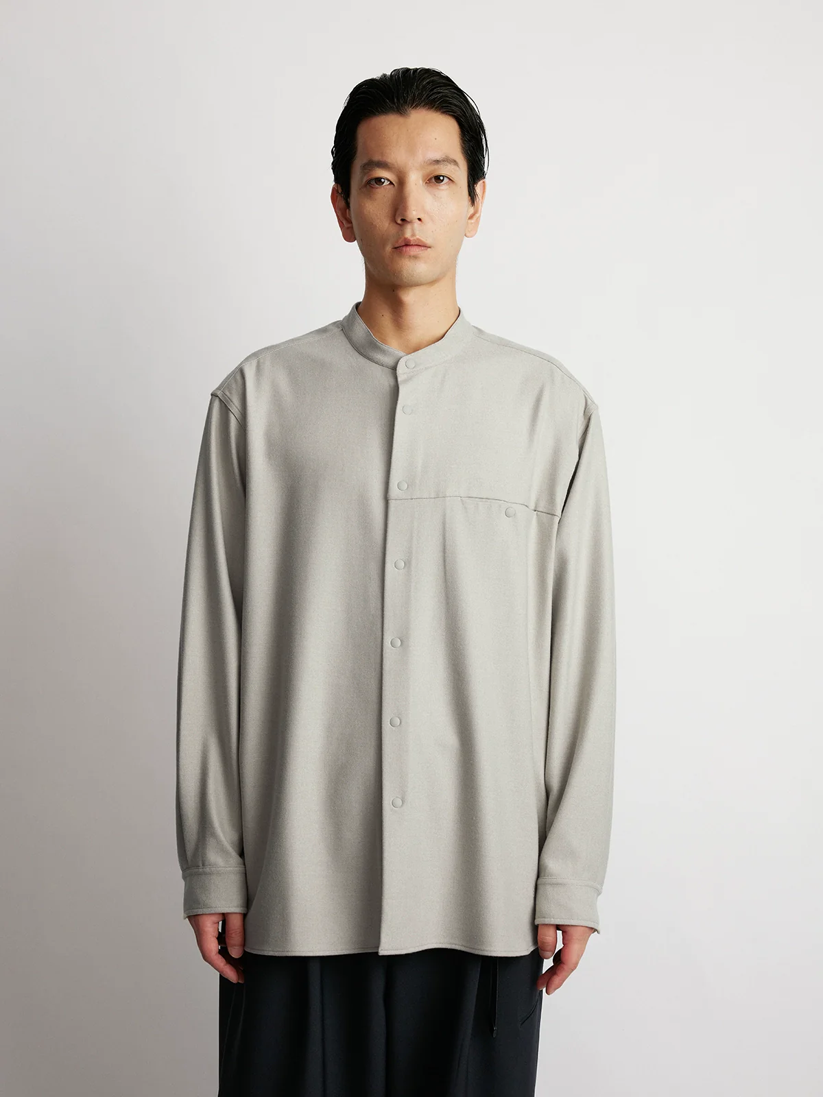 Fleece-Touch Band Collar Shirt - Image 4
