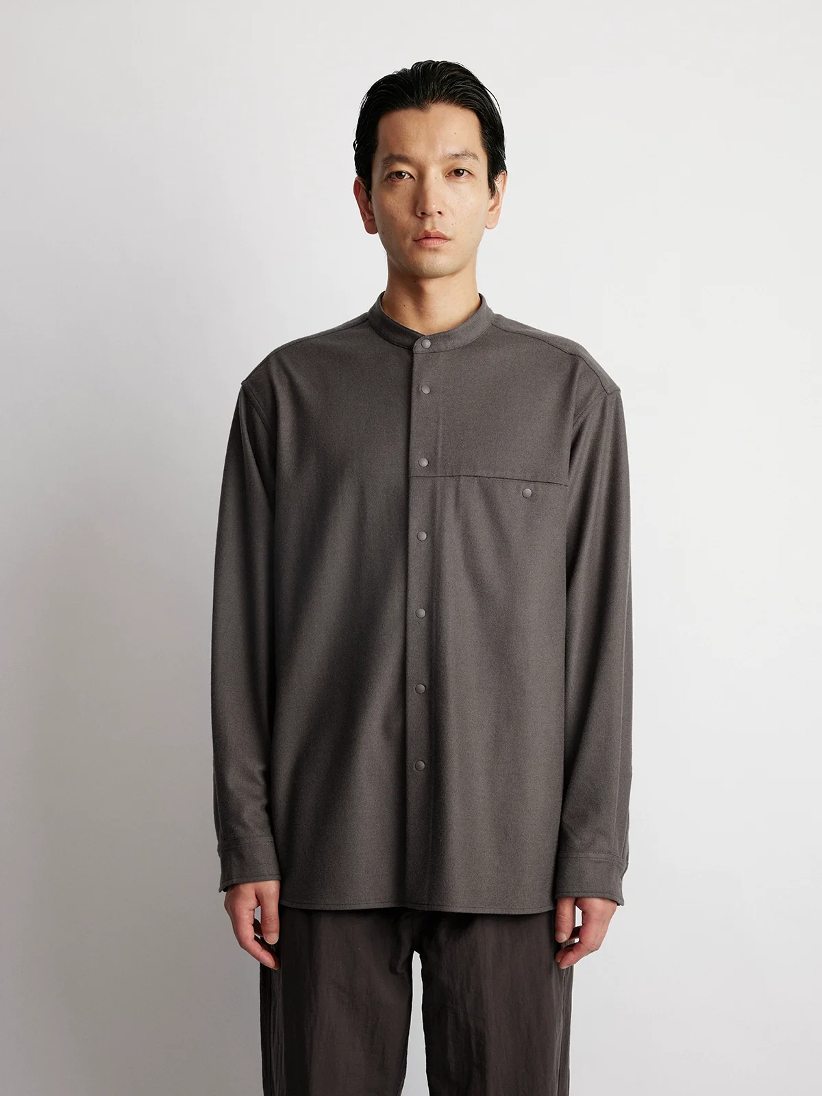 Fleece-Touch Band Collar Shirt - Image 5