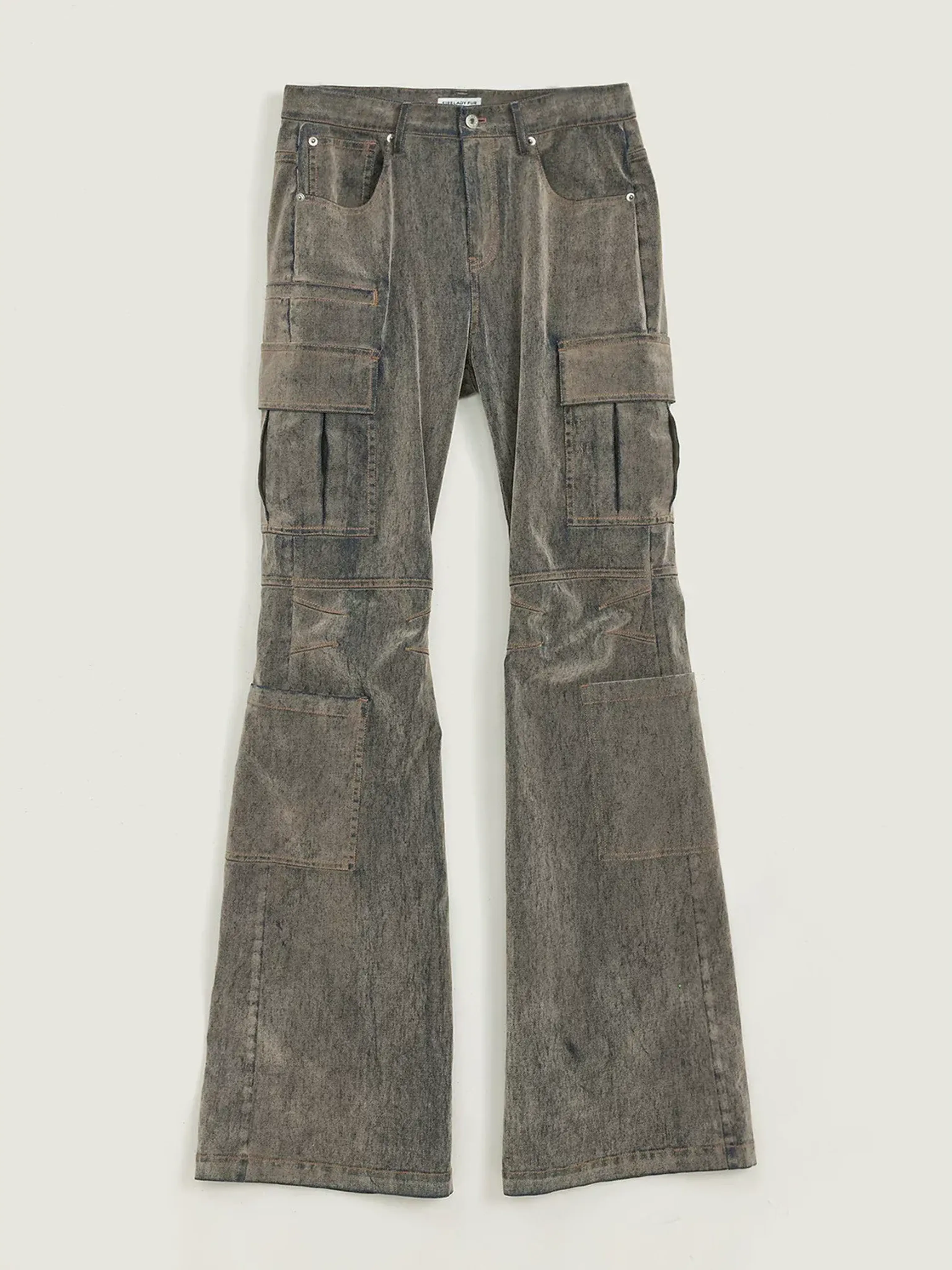 Flocked Cargo Bootcut Jeans - Image 5