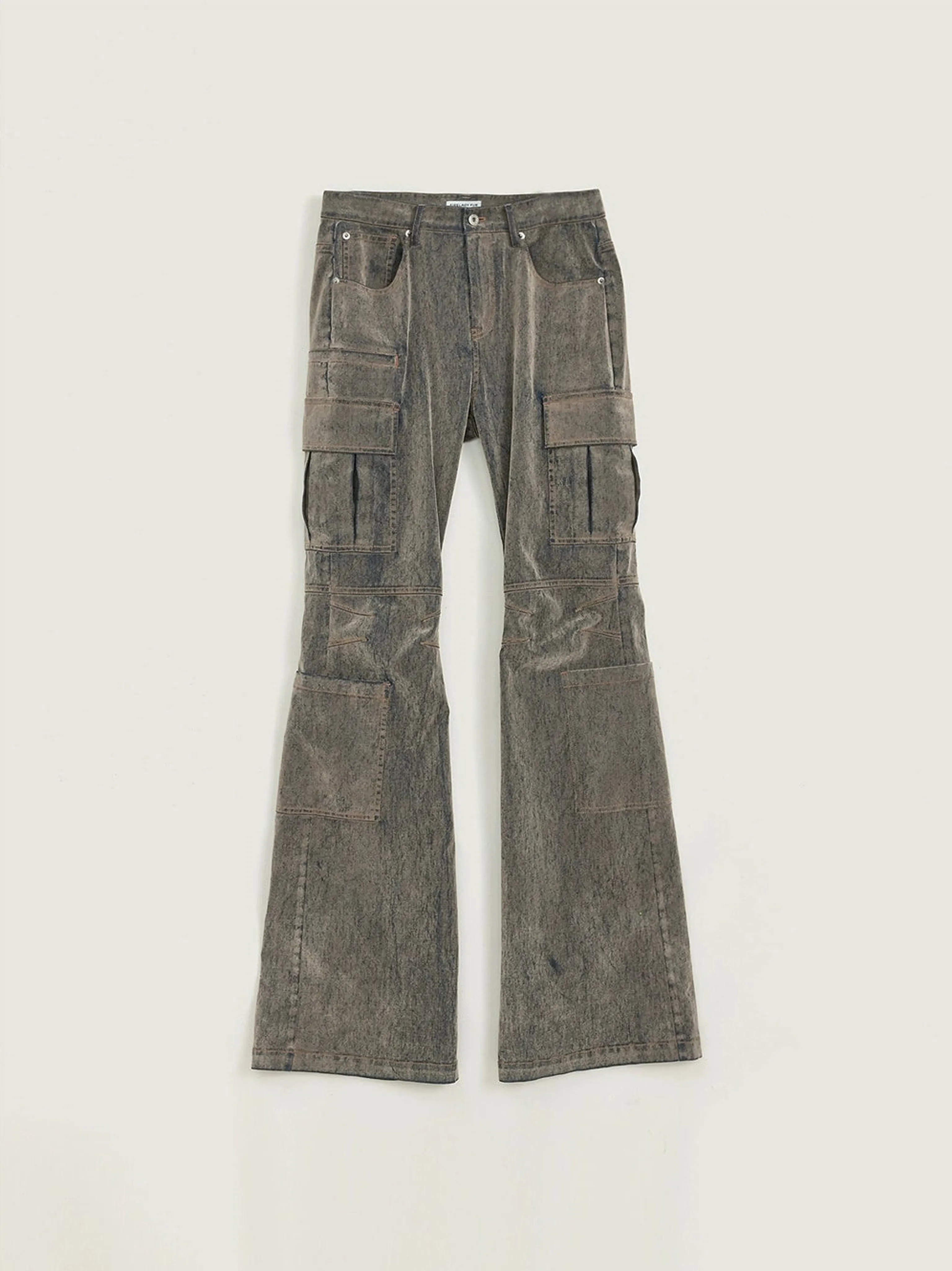 Flocked Cargo Bootcut Jeans - Image 7