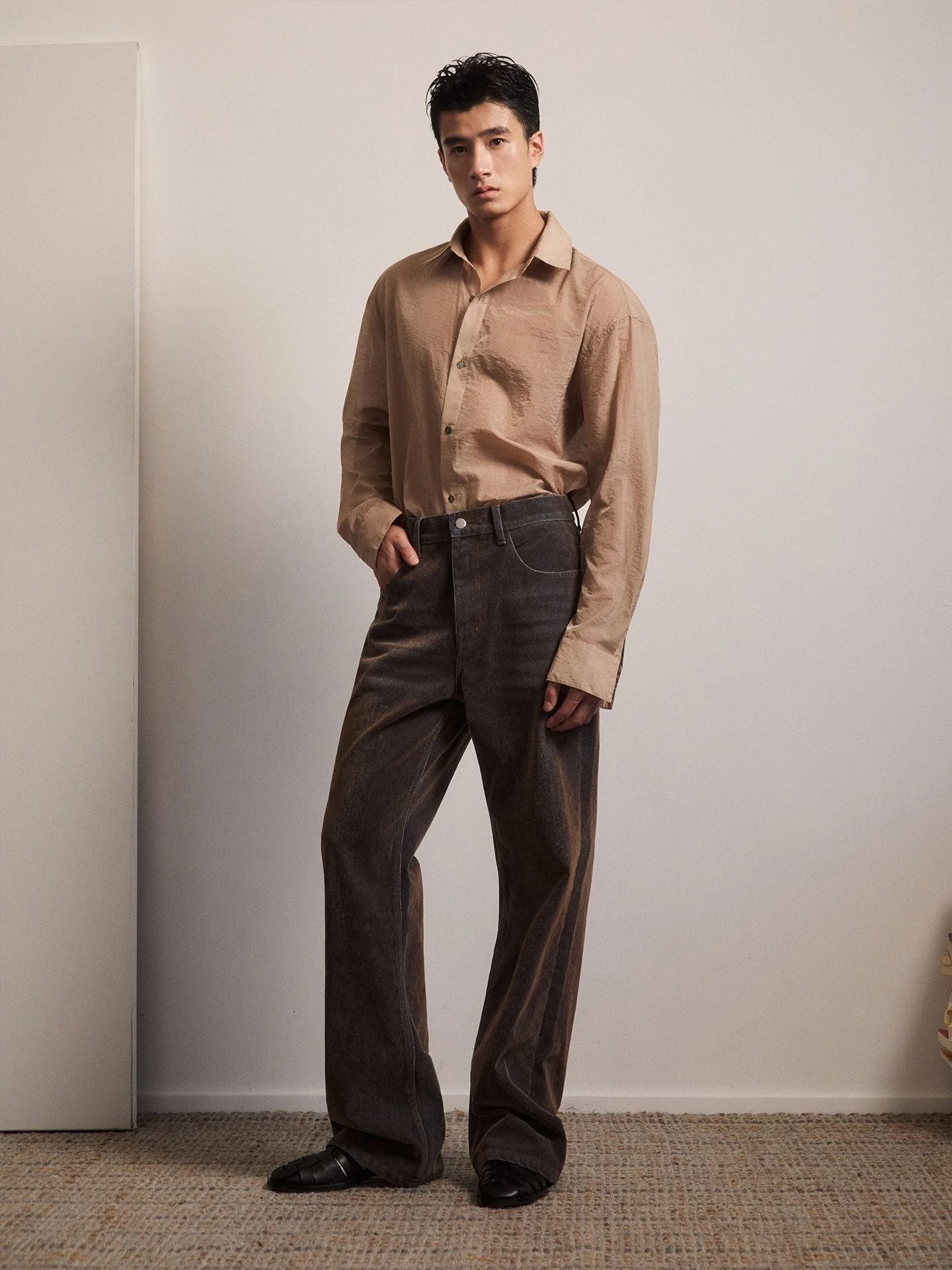 Flocked Denim Trousers - Image 2