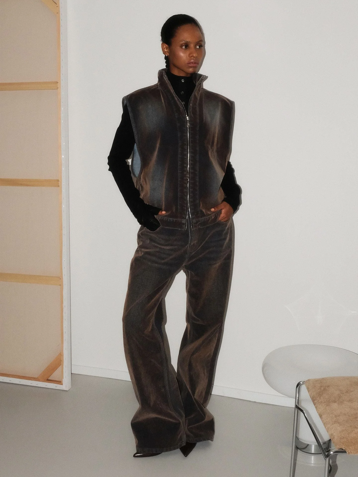 Flocked Denim Trousers - Image 3