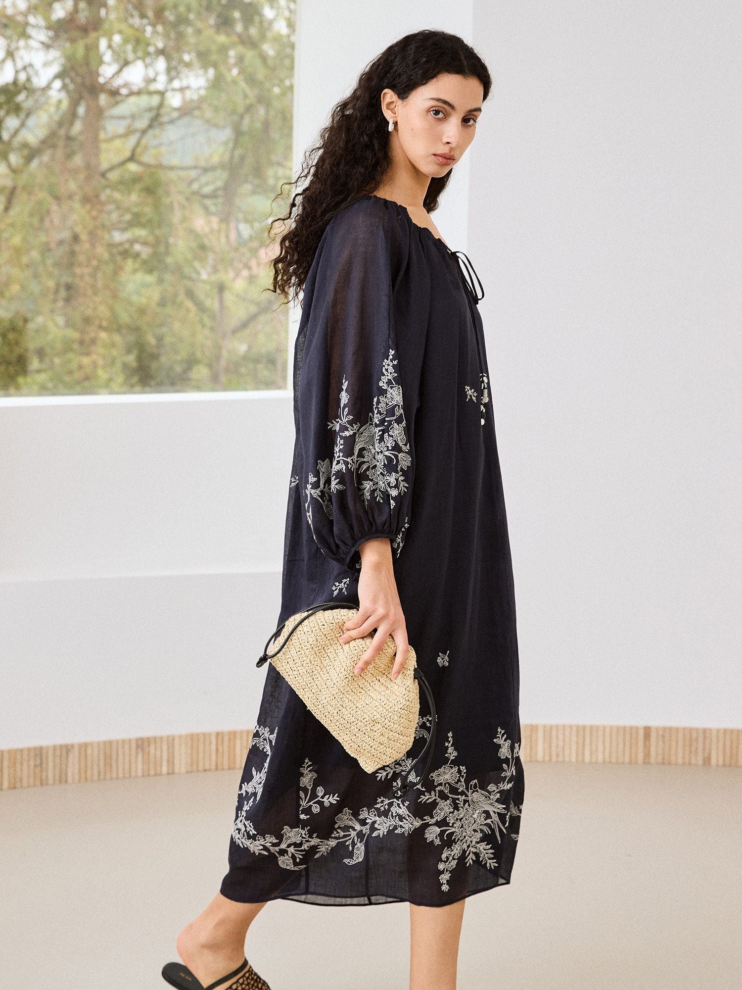 Floral Embroidered Midi Dress - Image 4