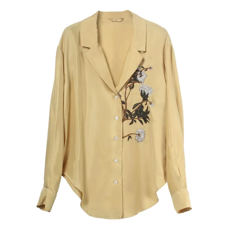 Floral Embroidered Silk Blouse - Image 6