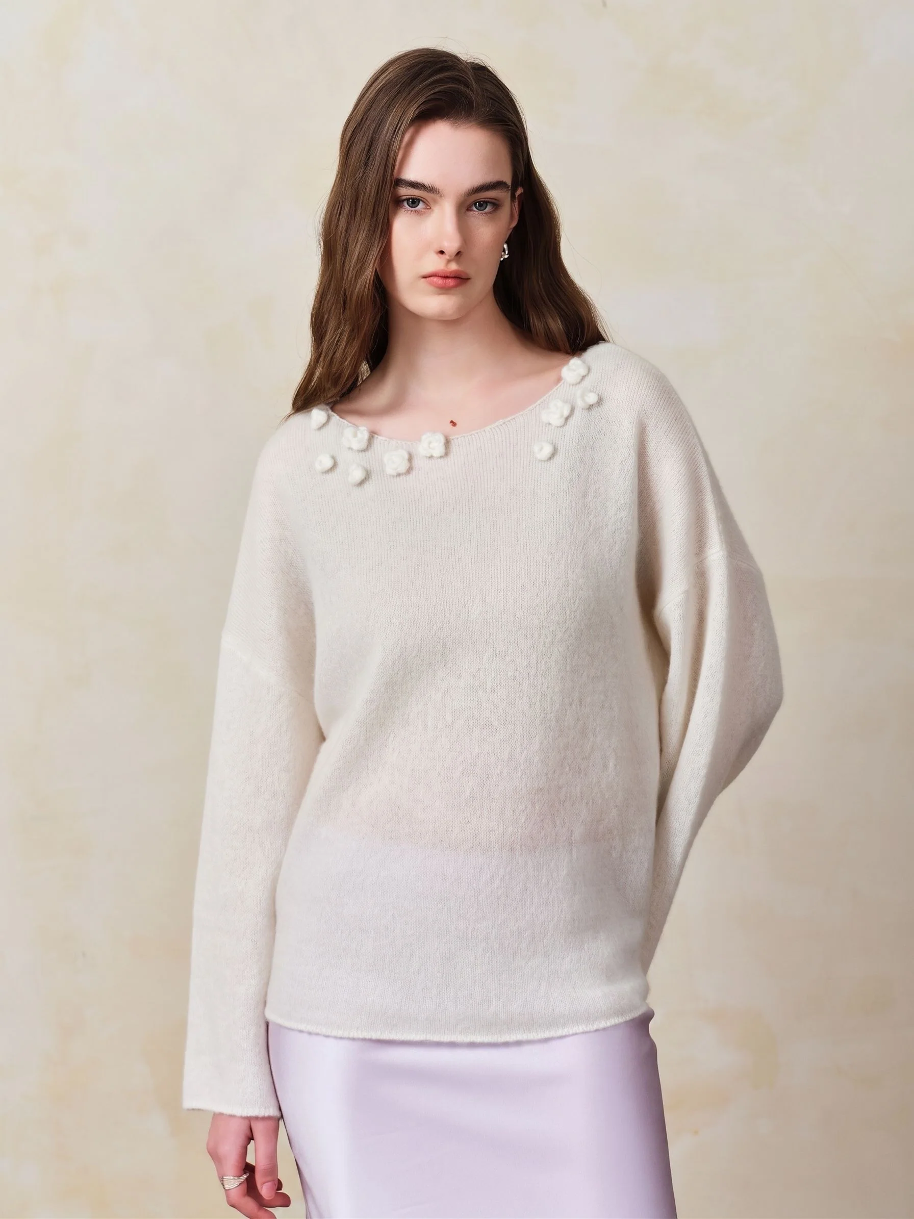 Floral Neck Sweater