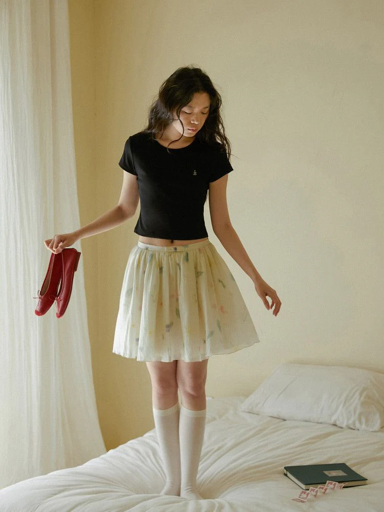 Floral Sheer Mini Skirt
