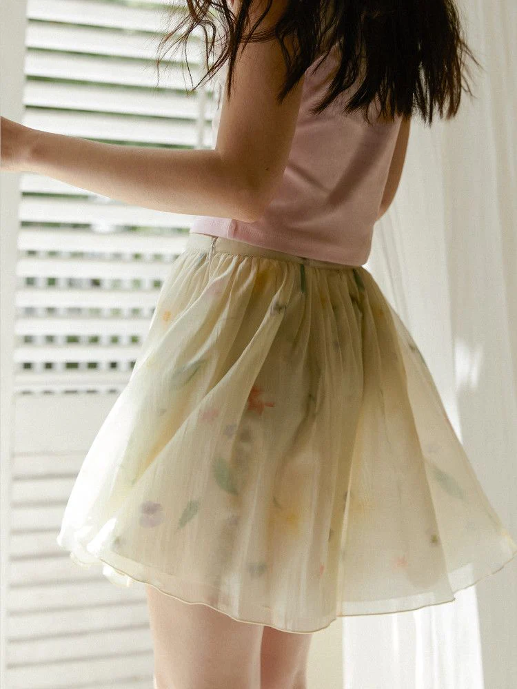 Floral Sheer Mini Skirt - Image 4