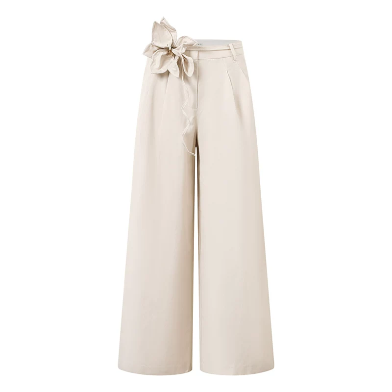 Flower Tie Wide-Leg Trousers - Image 3