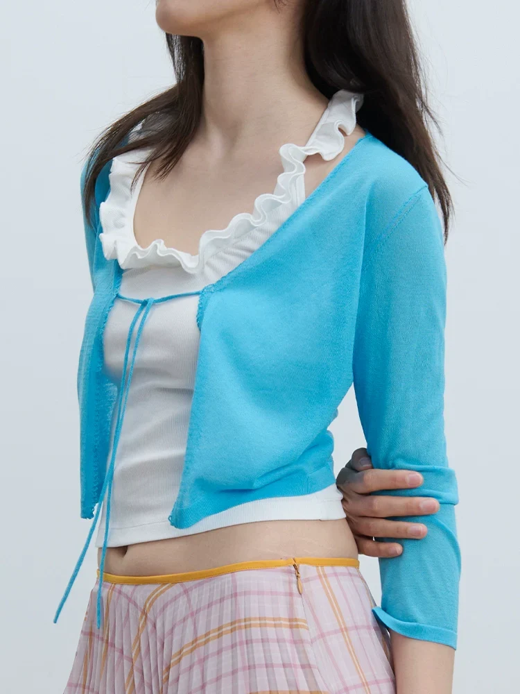 Fog Lace-Up Knit Cardigan - Image 2