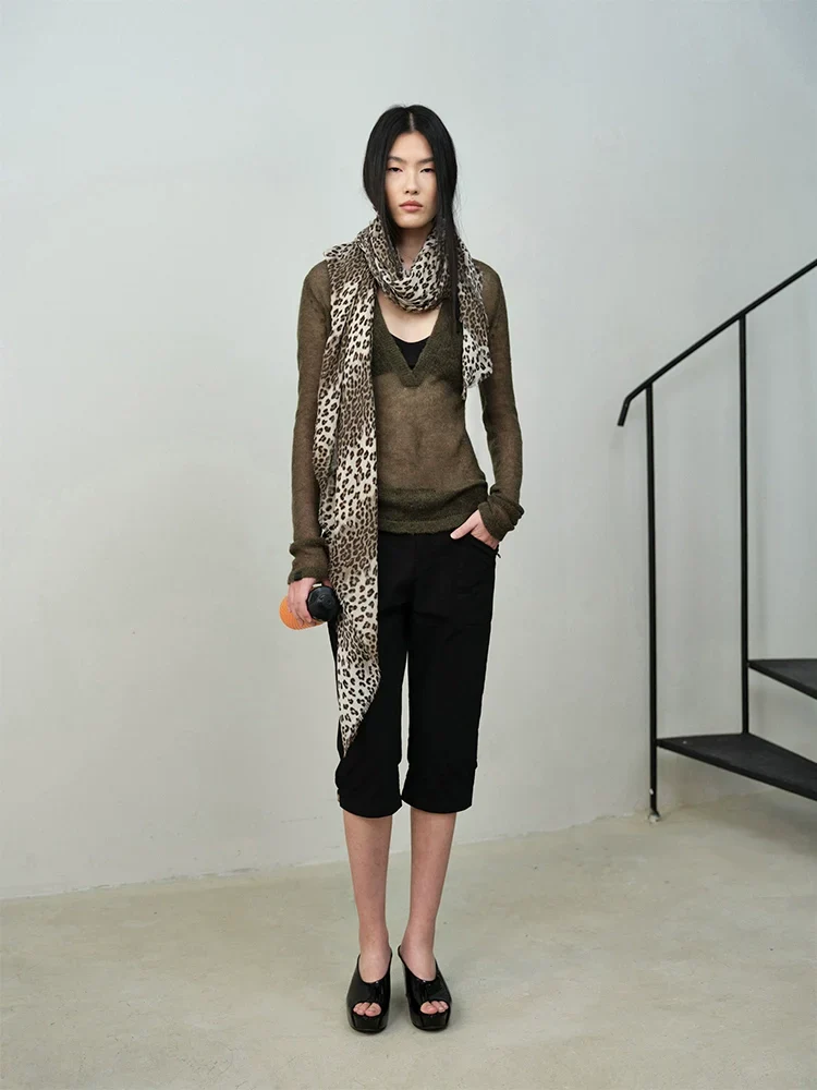 Foggy Light Plaid & Leopard Scarf - Image 3