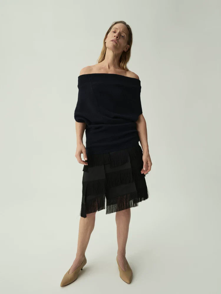 Foldover Neck Knit Top