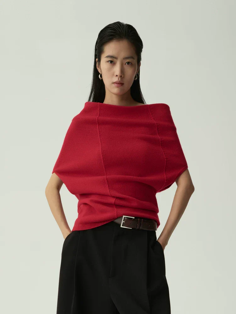 Foldover Neck Knit Top - Image 2