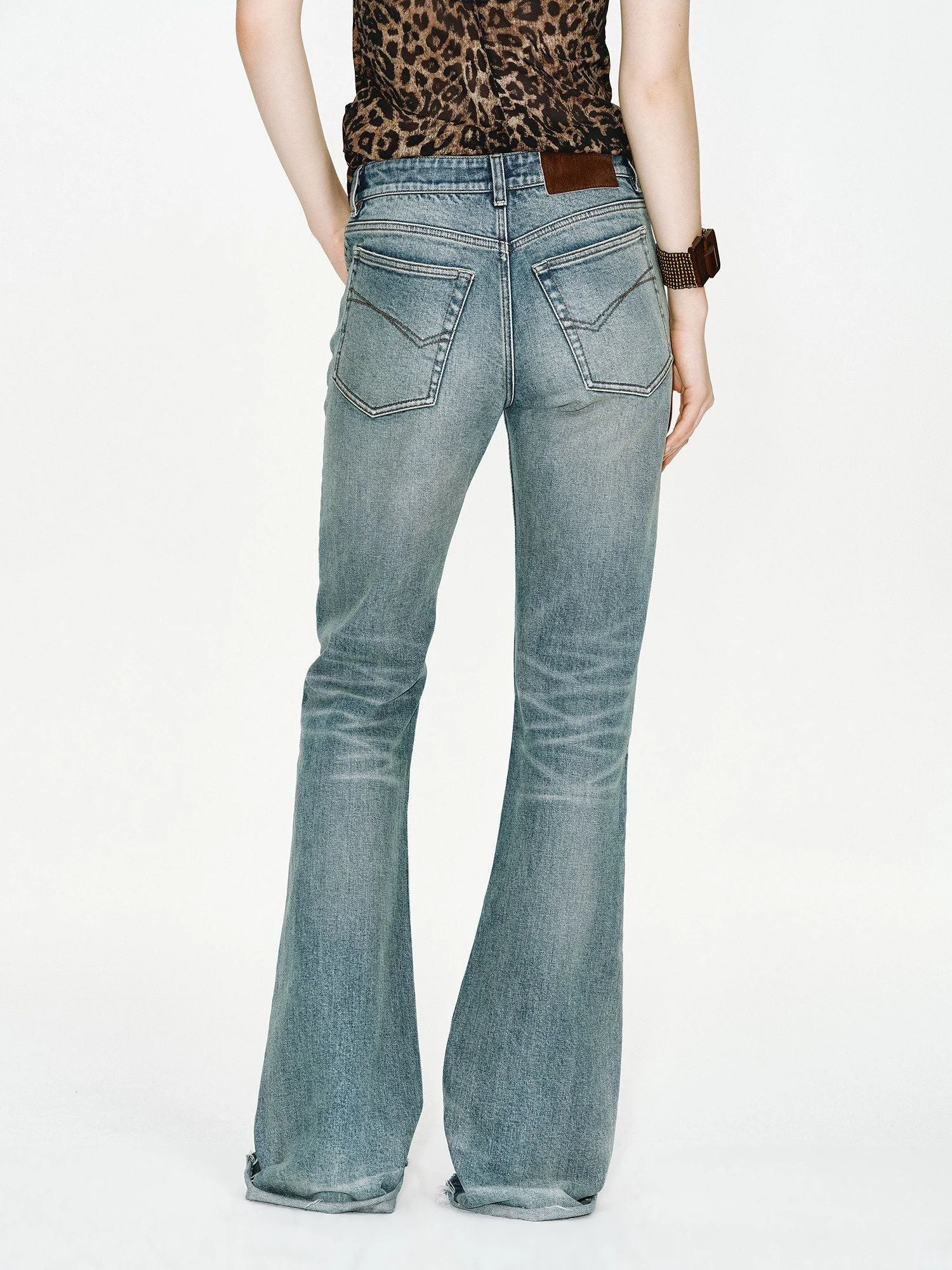 Frayed Hem Flare Jeans - Image 3