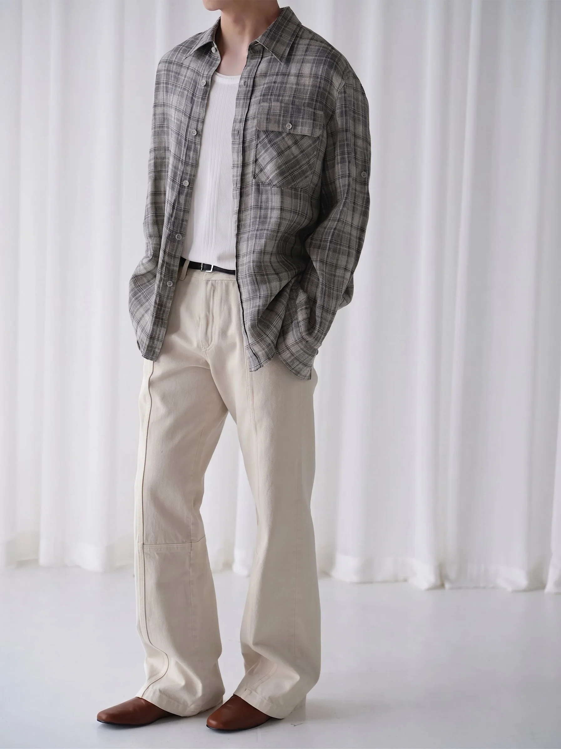 Frayed Hem Plaid Shirt - Image 2