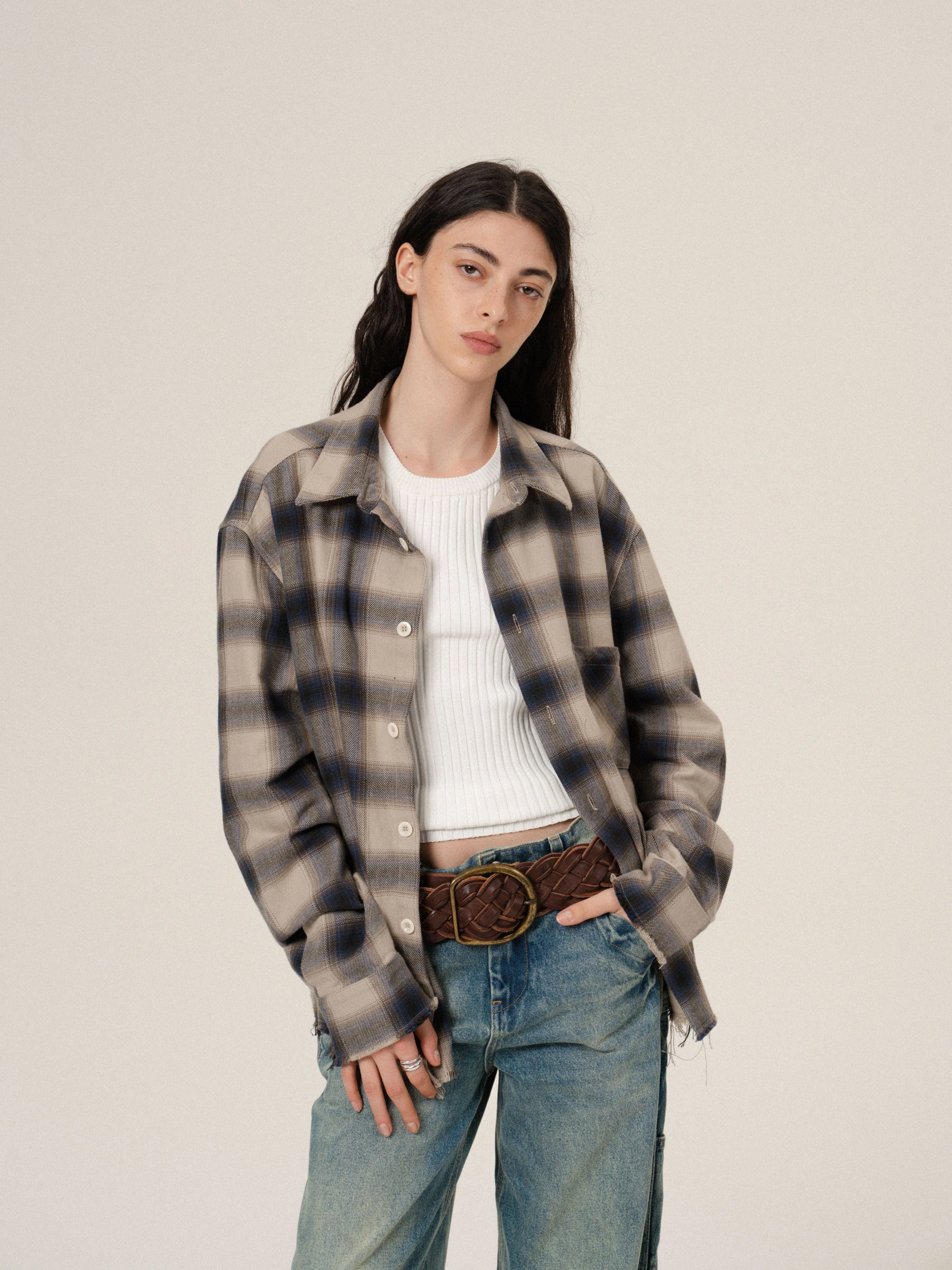 Frayed Plaid Overshirt