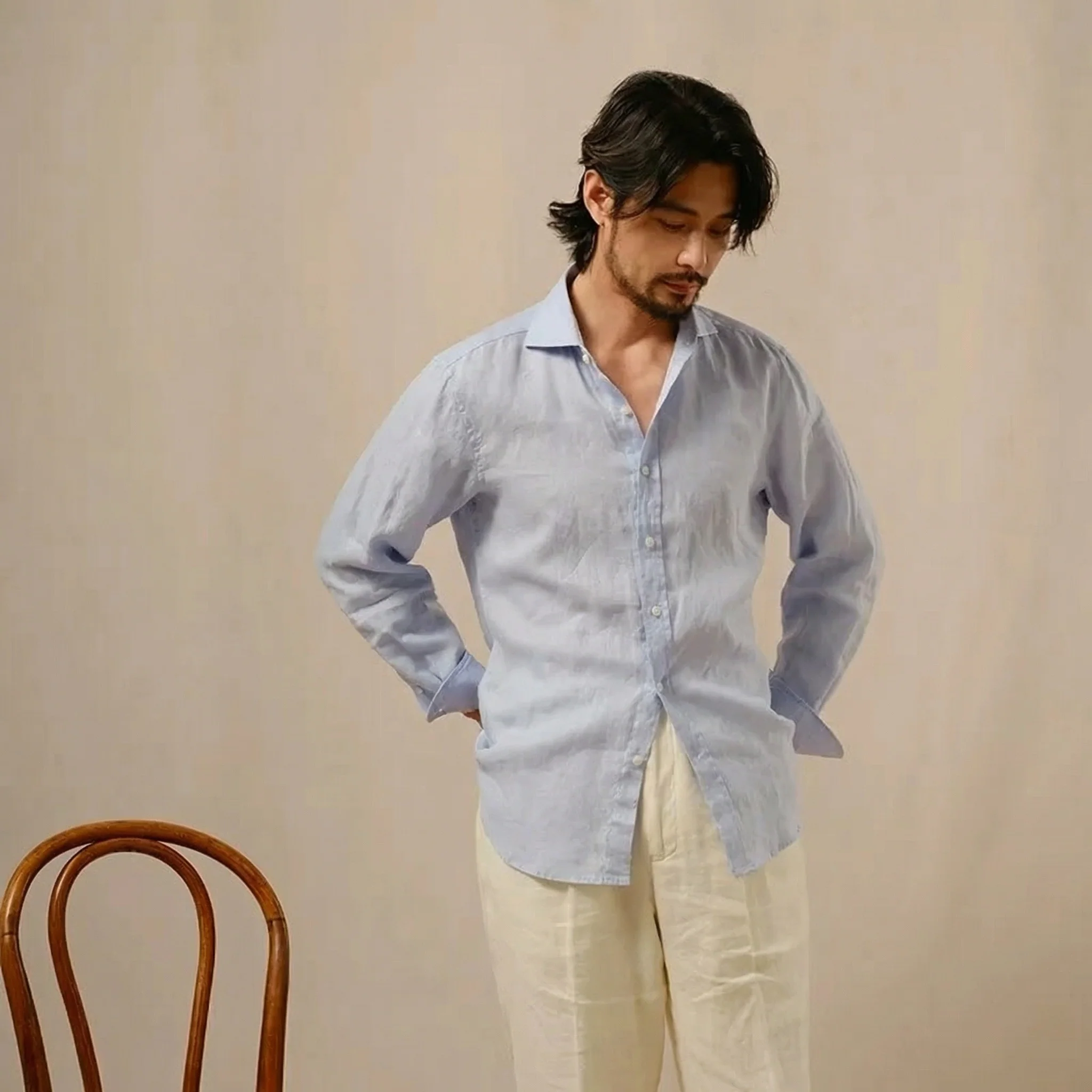 French Linen Button-Up Shirt - Image 9