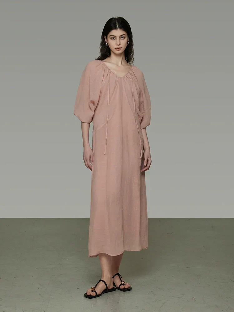 French Linen V-Neck Maxi Dress - Image 2