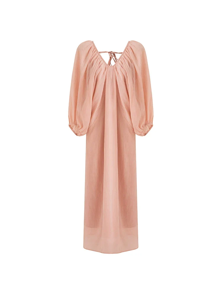 French Linen V-Neck Maxi Dress - Image 4