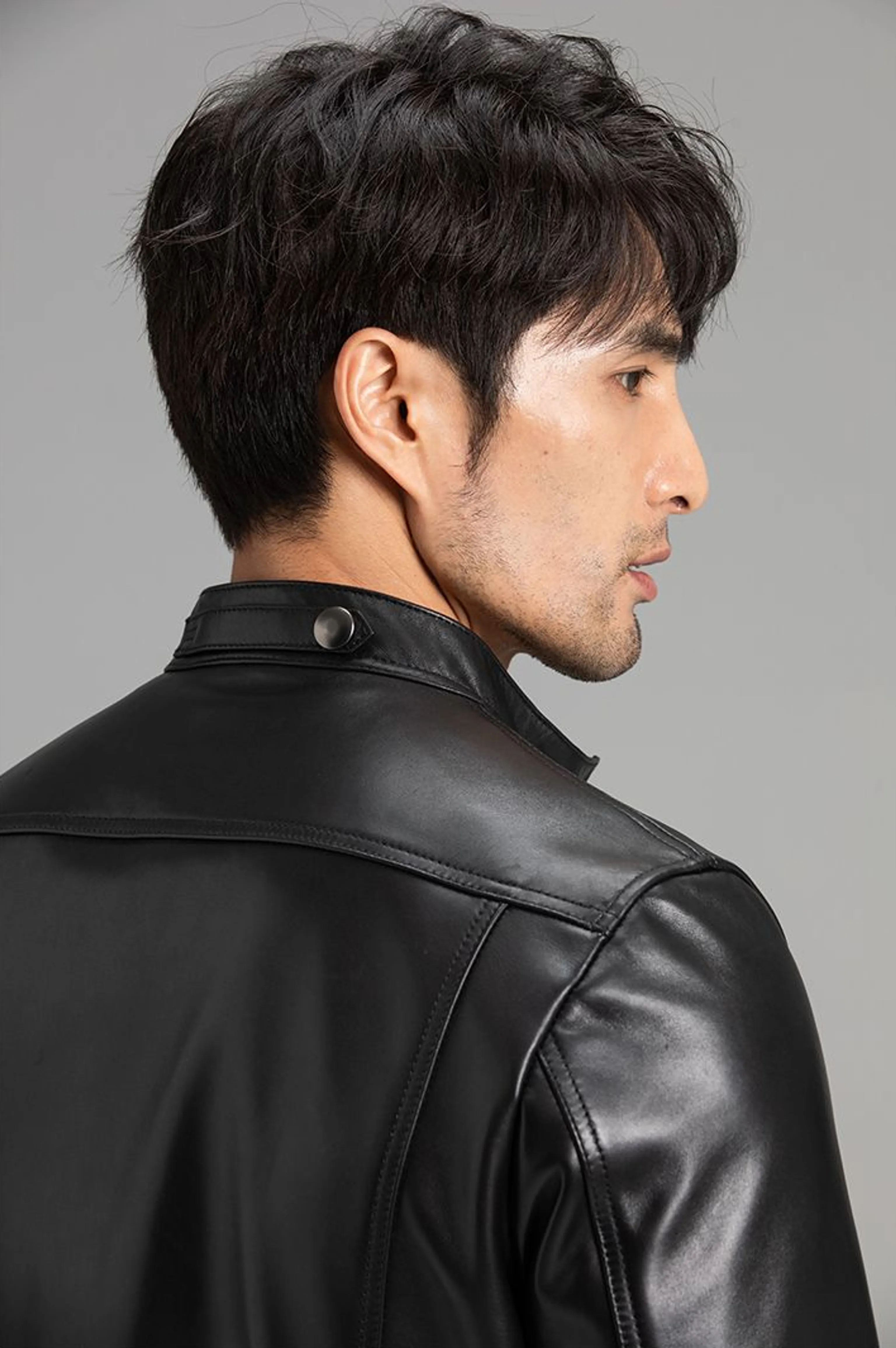 French Sheepskin Stand-Collar Moto Jacket - Image 6