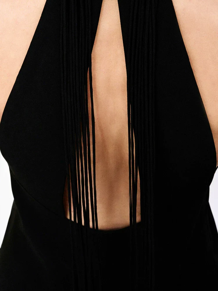 Fringe Halter Maxi Dress - Image 3
