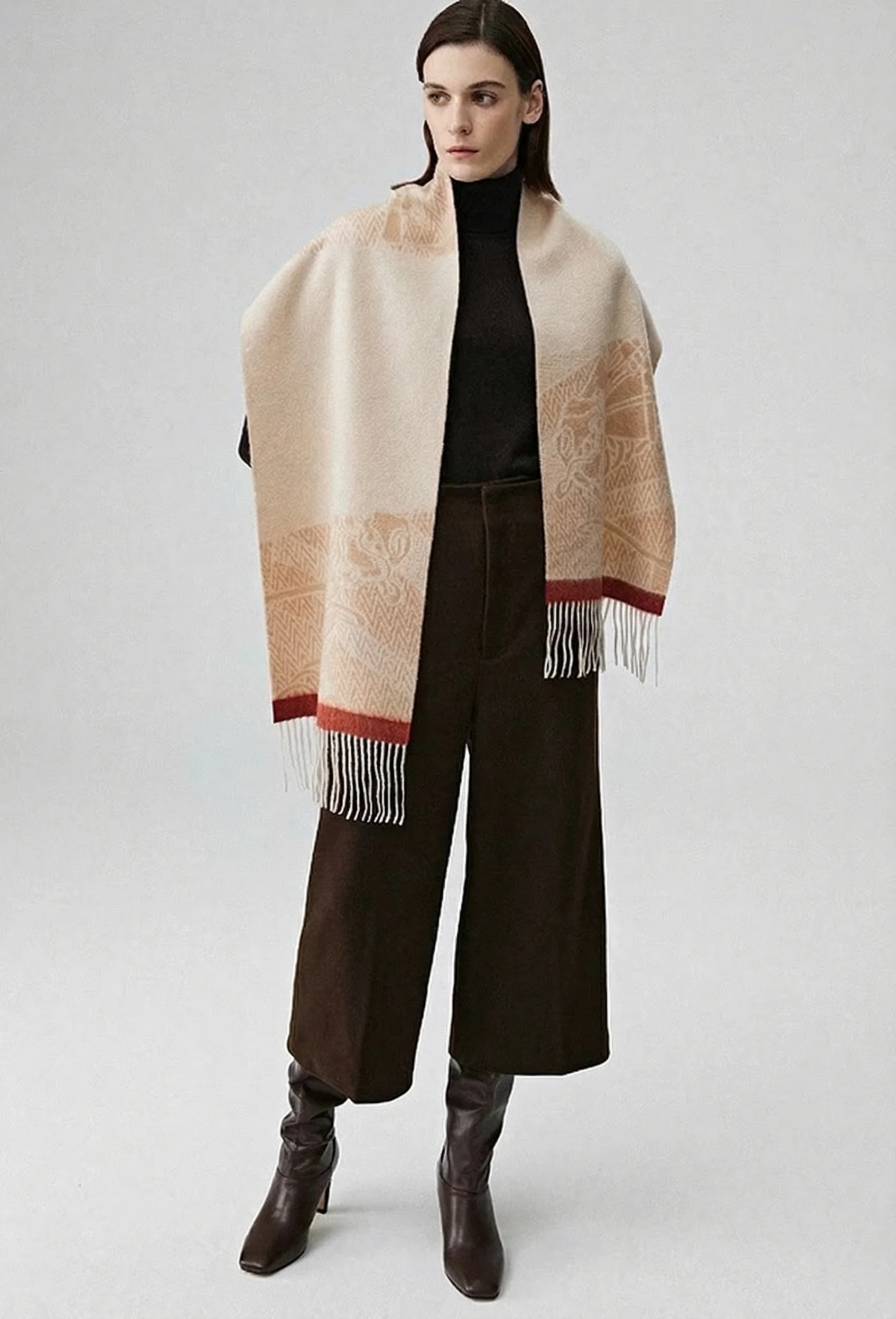 Fringed Jacquard Scarf