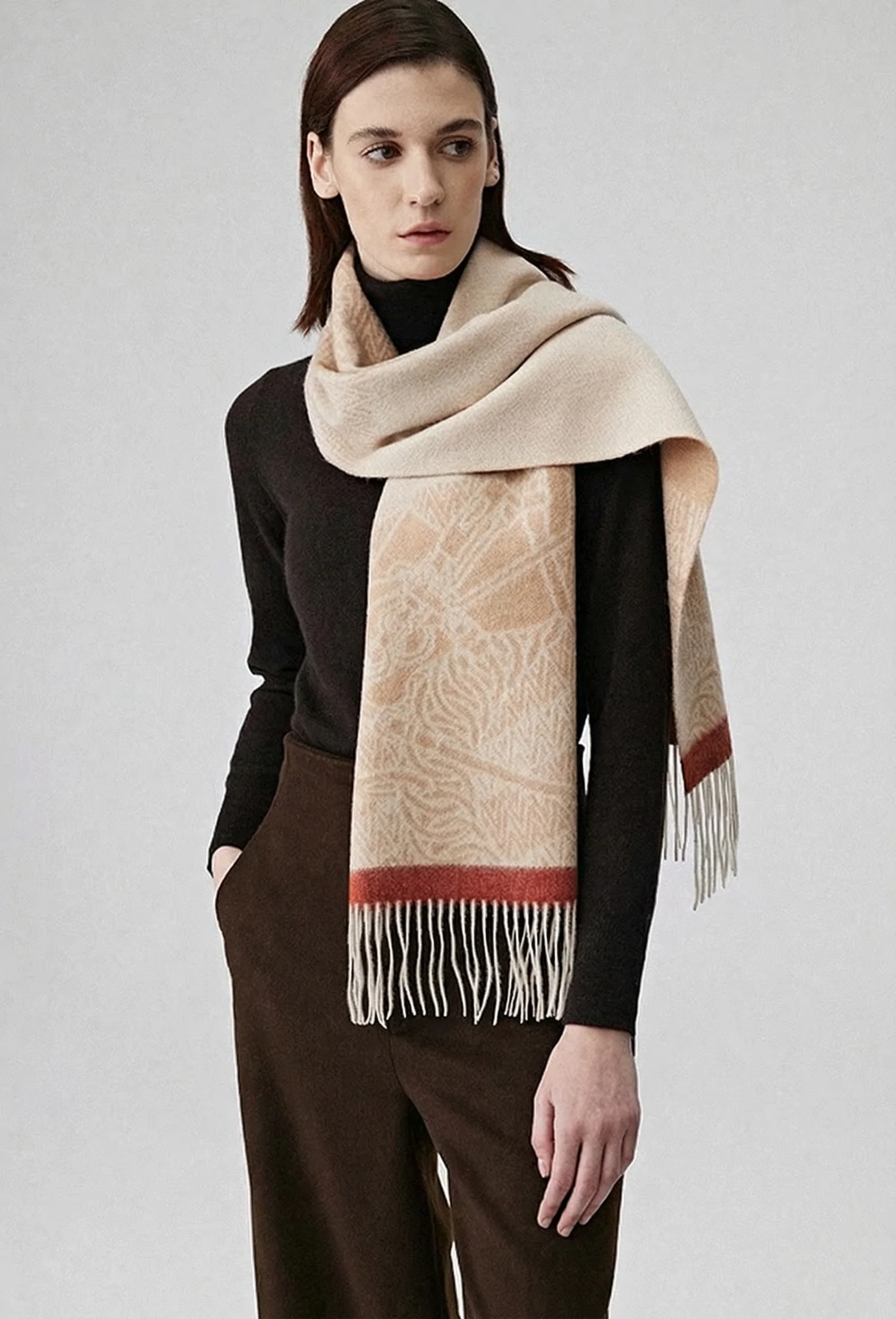 Fringed Jacquard Scarf - Image 3