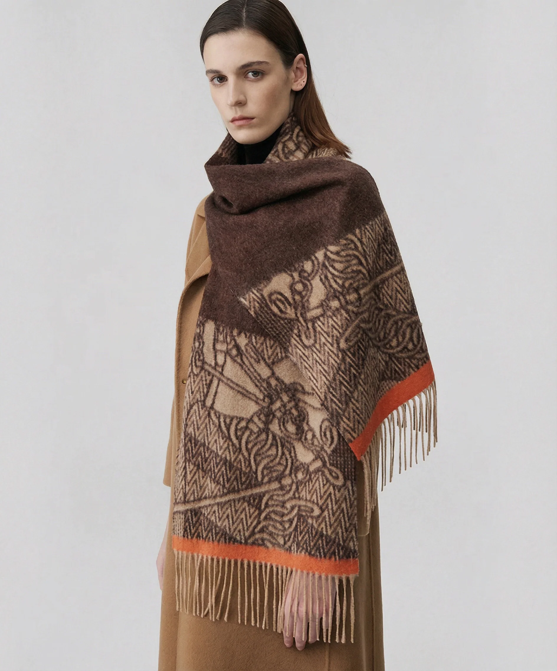 Fringed Jacquard Scarf - Image 5