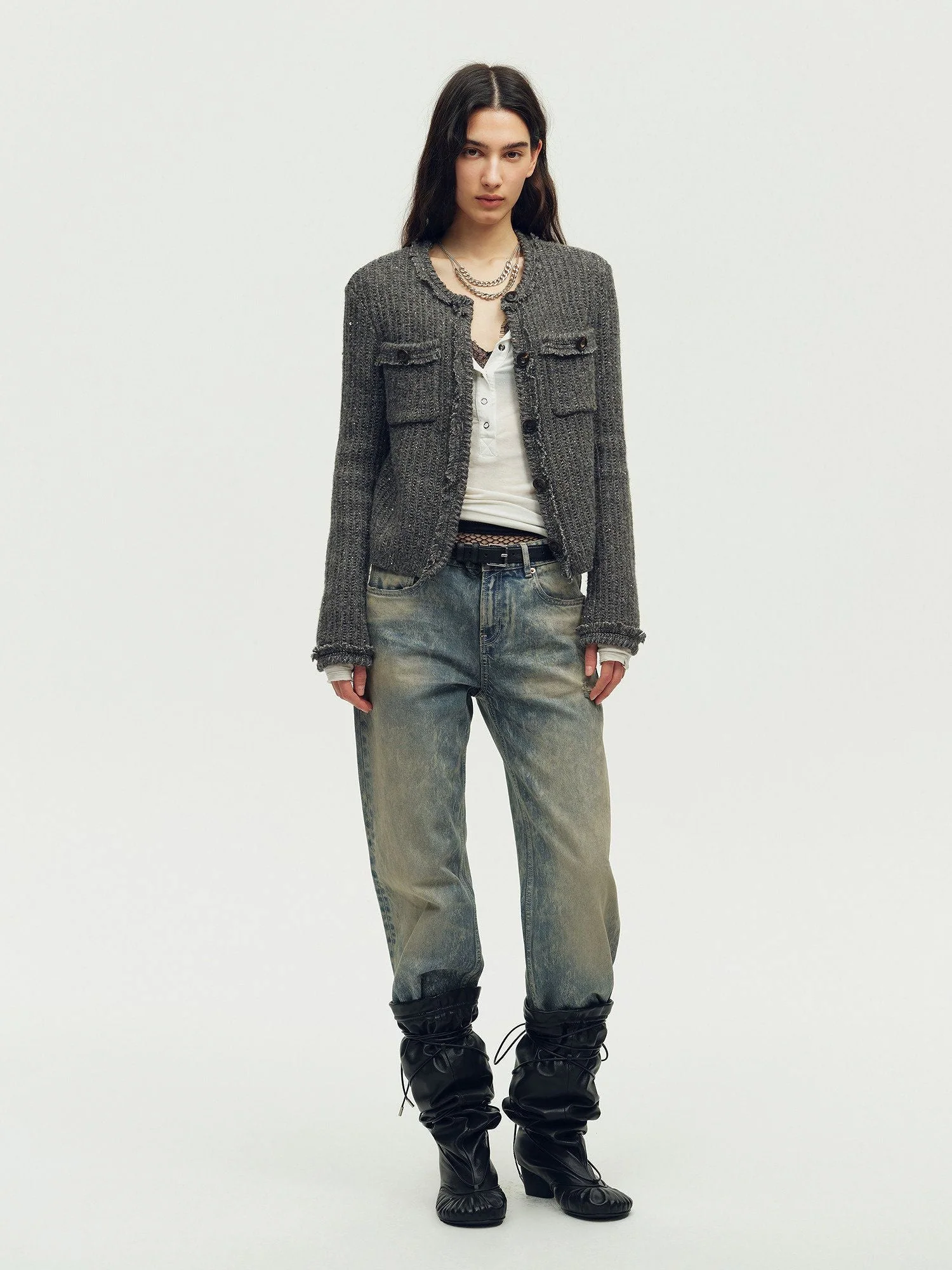 Fringed Knit Jacket - Image 2